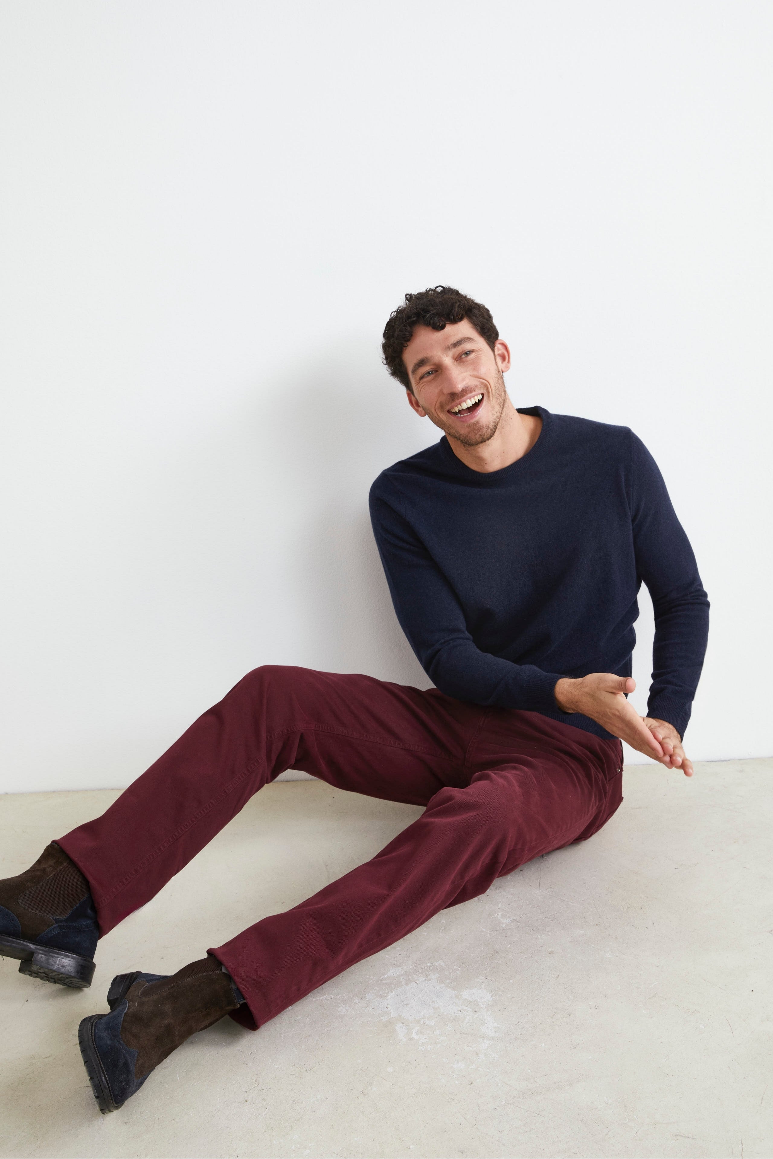 Regular Fit Five-Pocket Pants - Burgundy