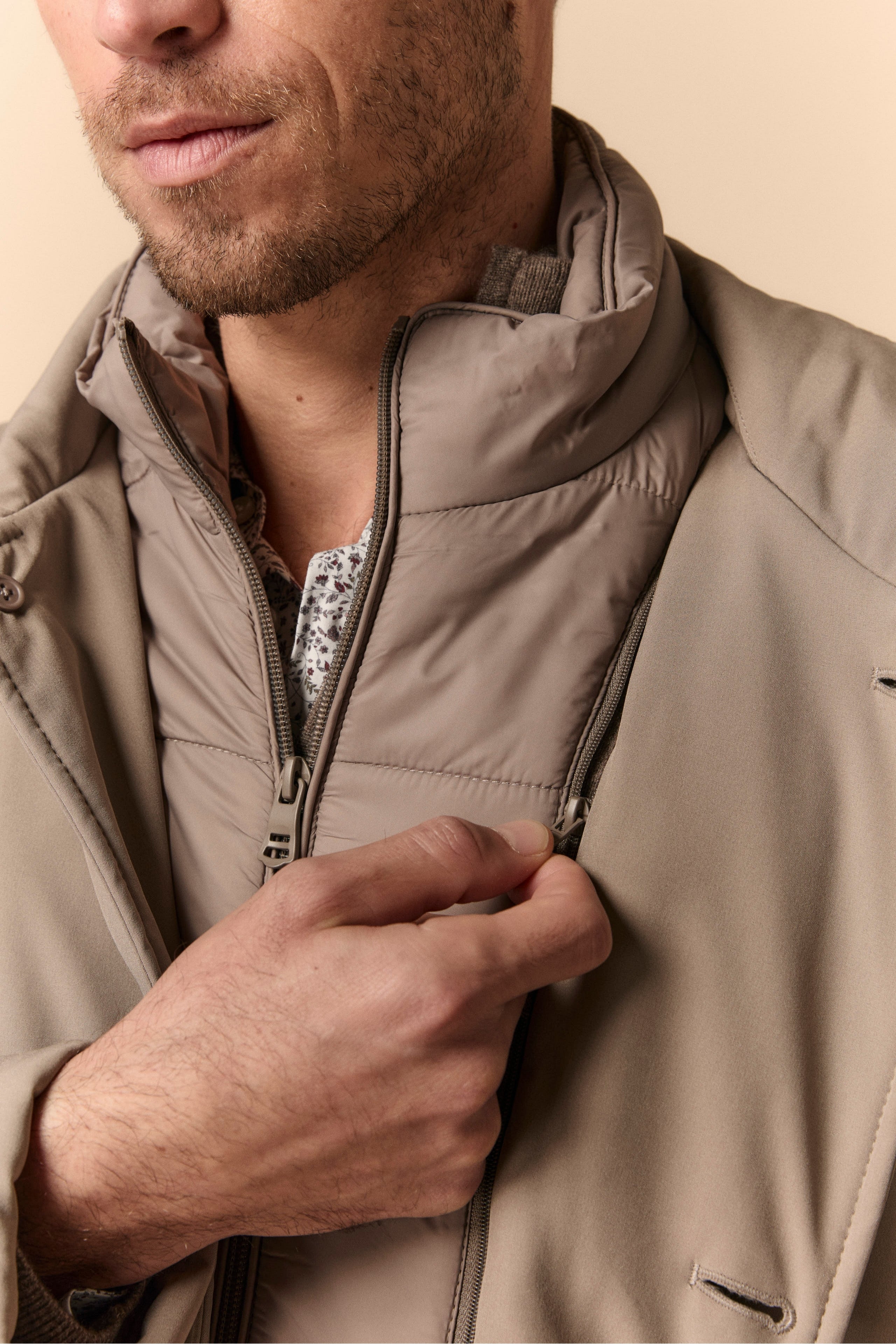 Winter Raincoat with Removable Bodywarmer - GREY