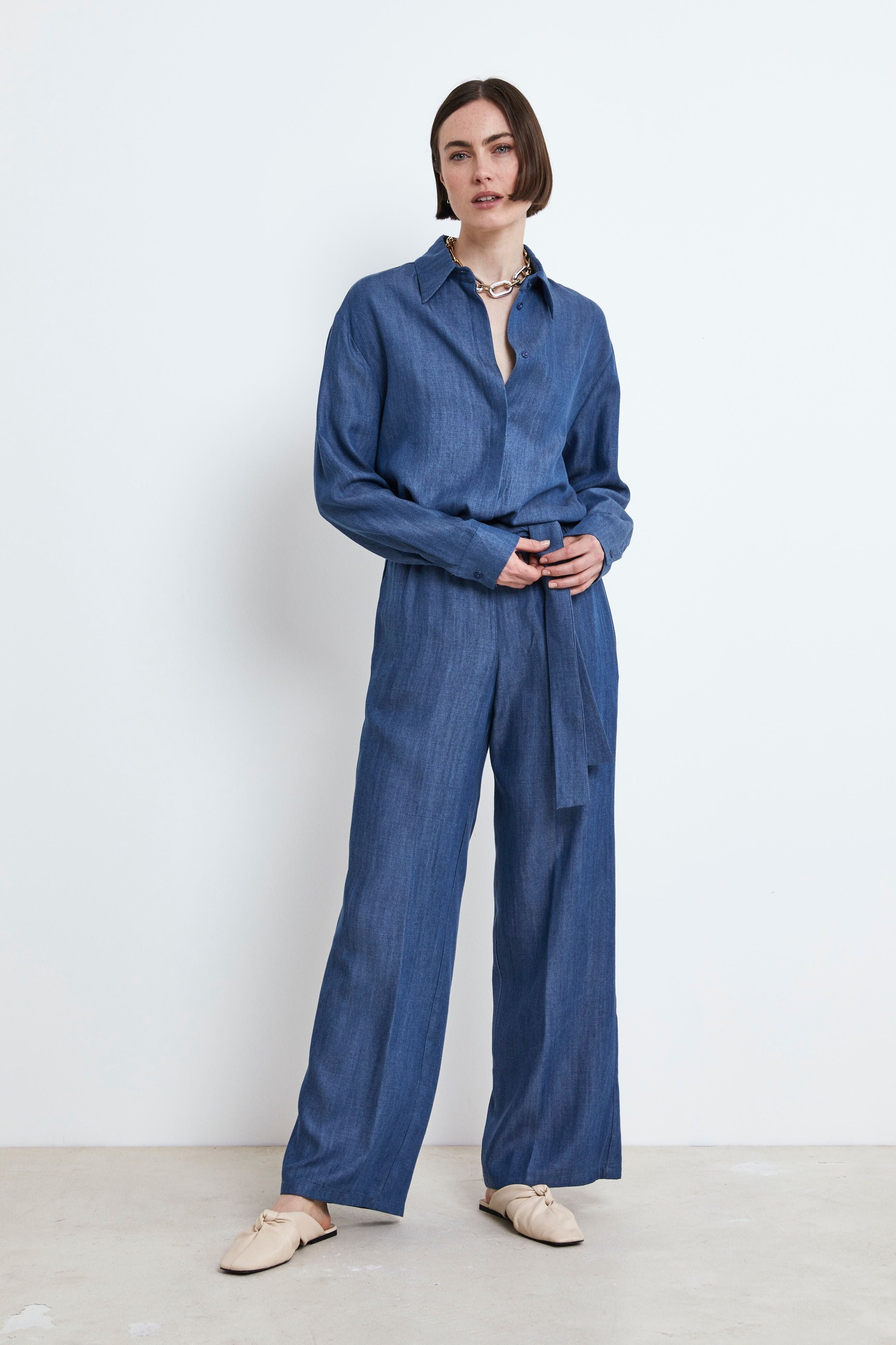 Denim Palast Hose - BLAU