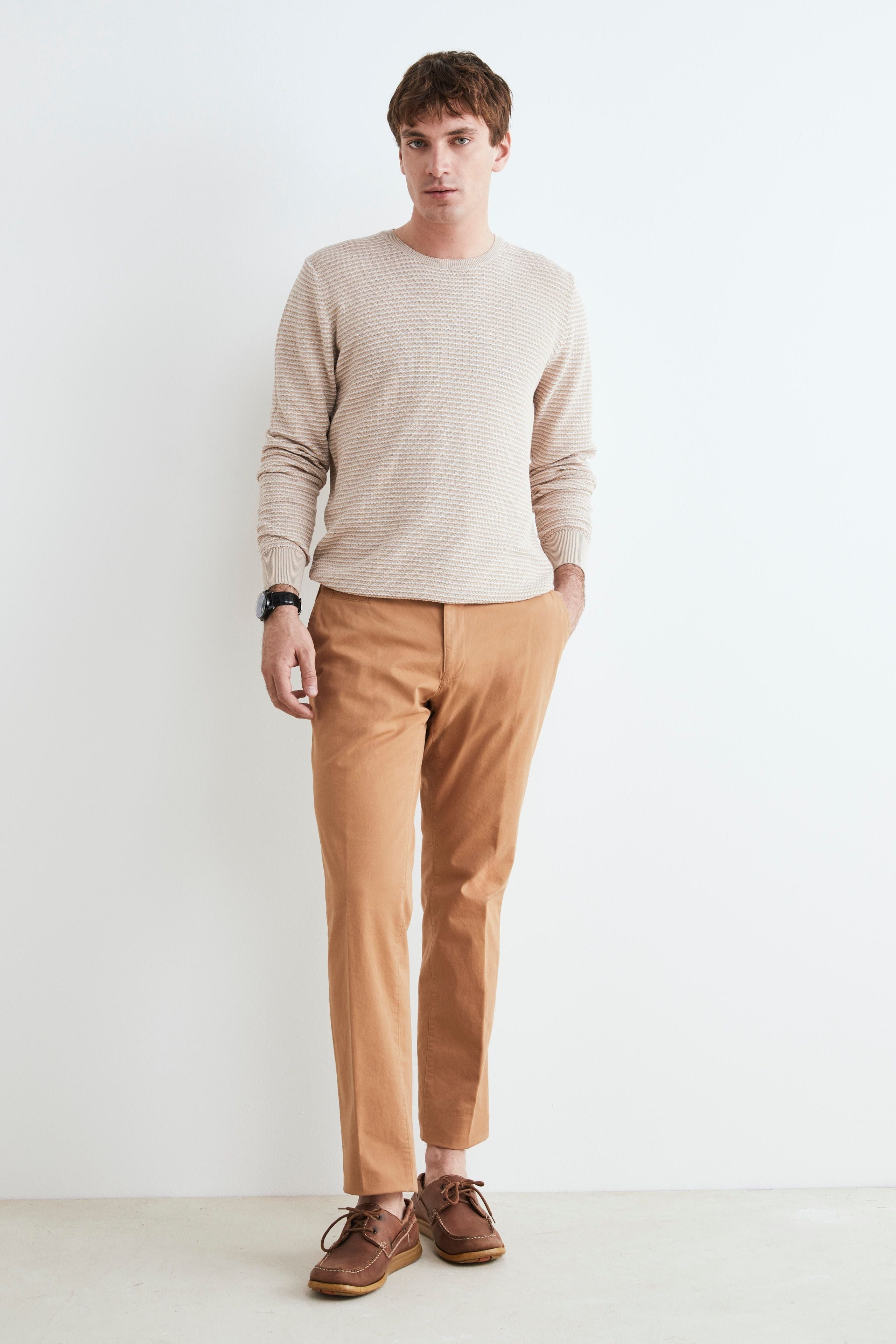 Pantalon chino en coton - Marron brûlé