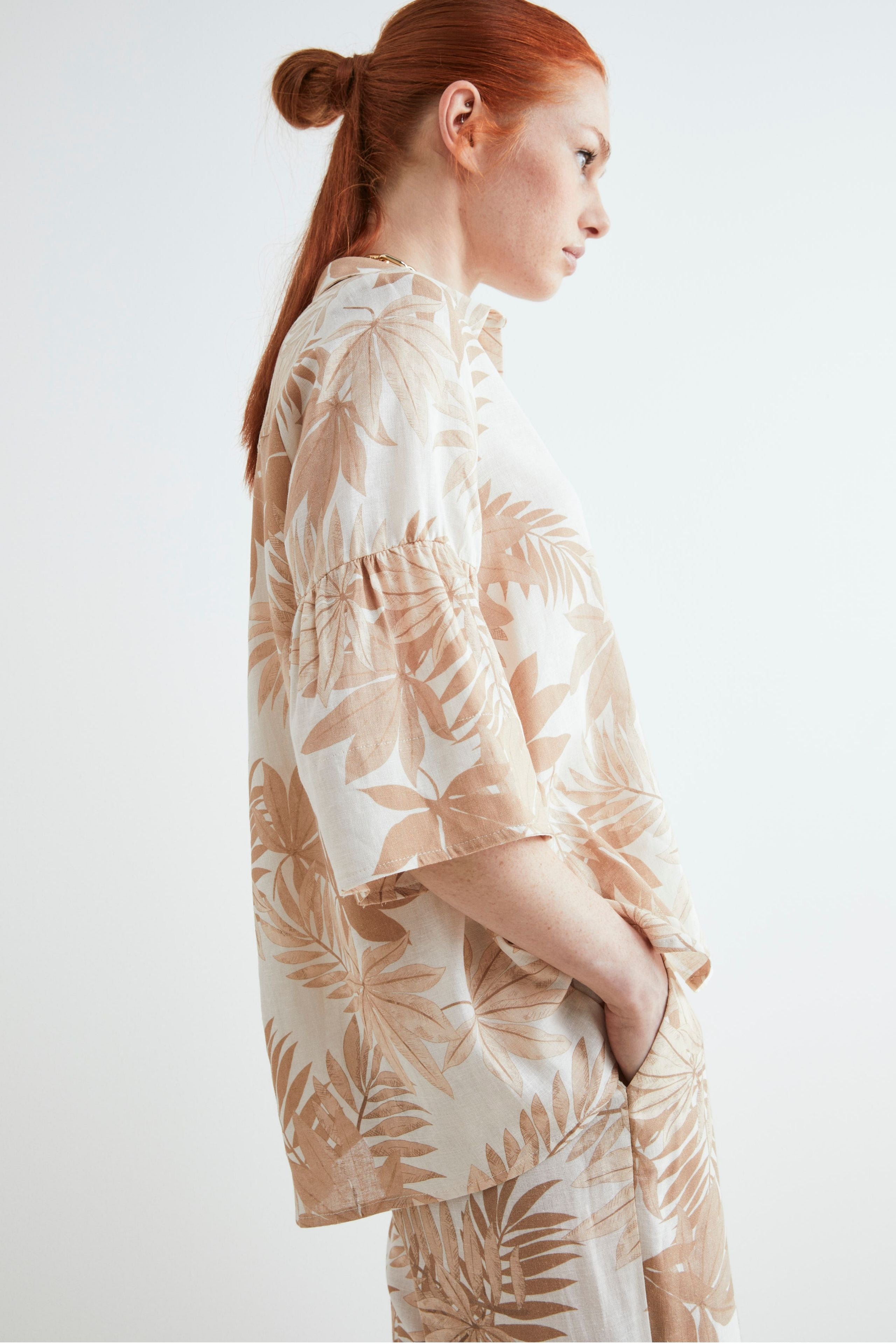 Soft linen shirt - Beige pattern