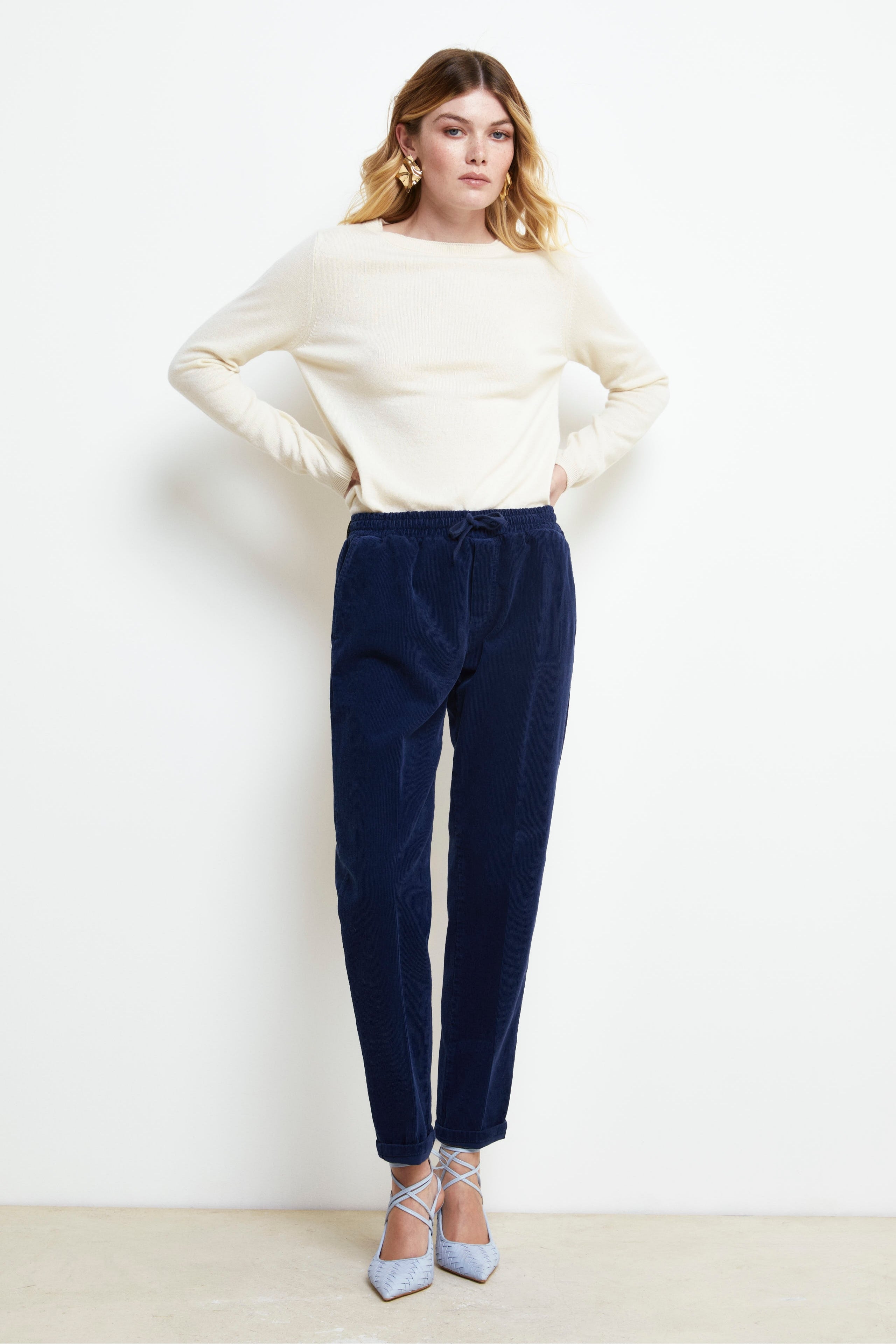 Pantalon Jogger en Velours - BLEU MOYEN