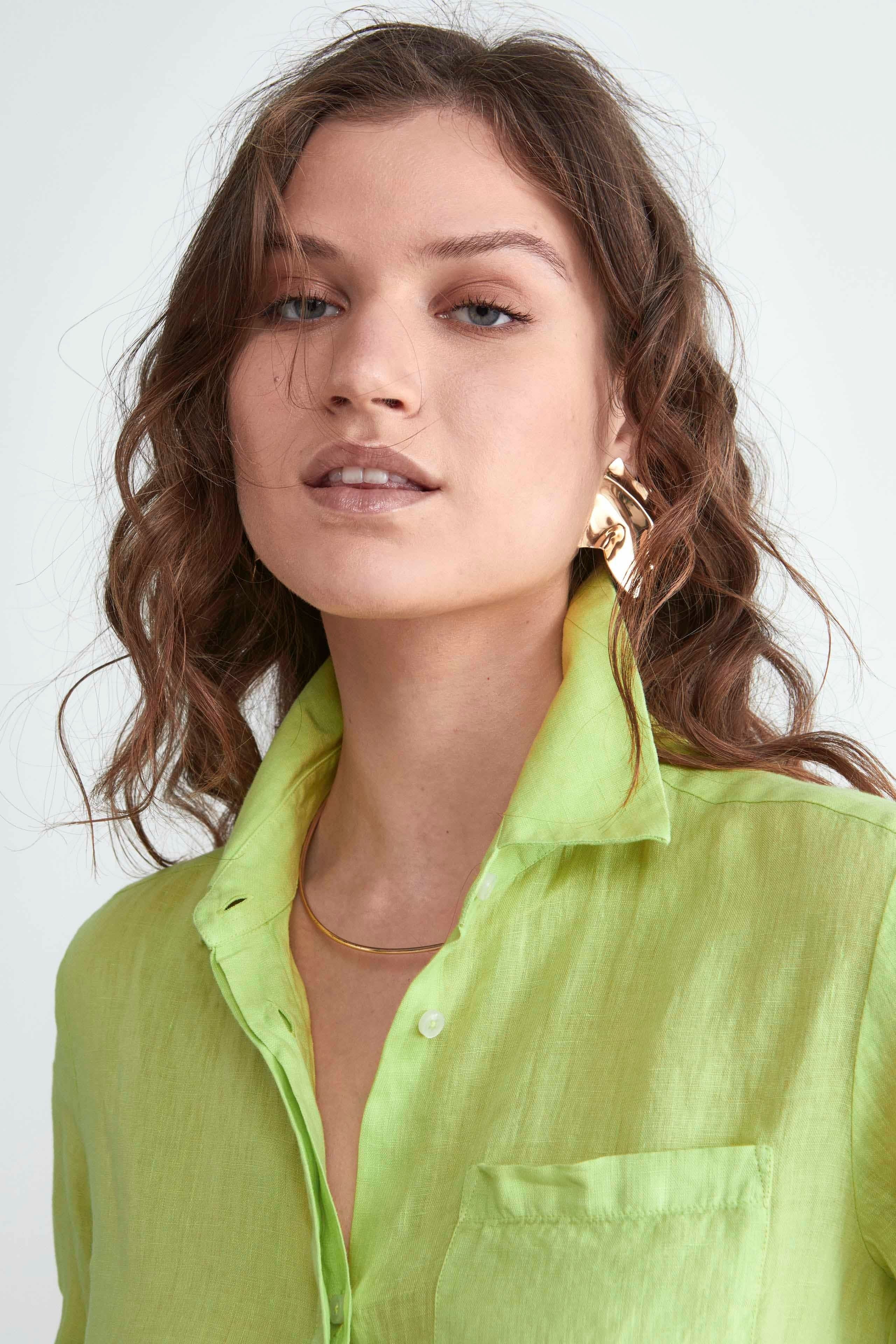 Long Linen Shirt - LIME