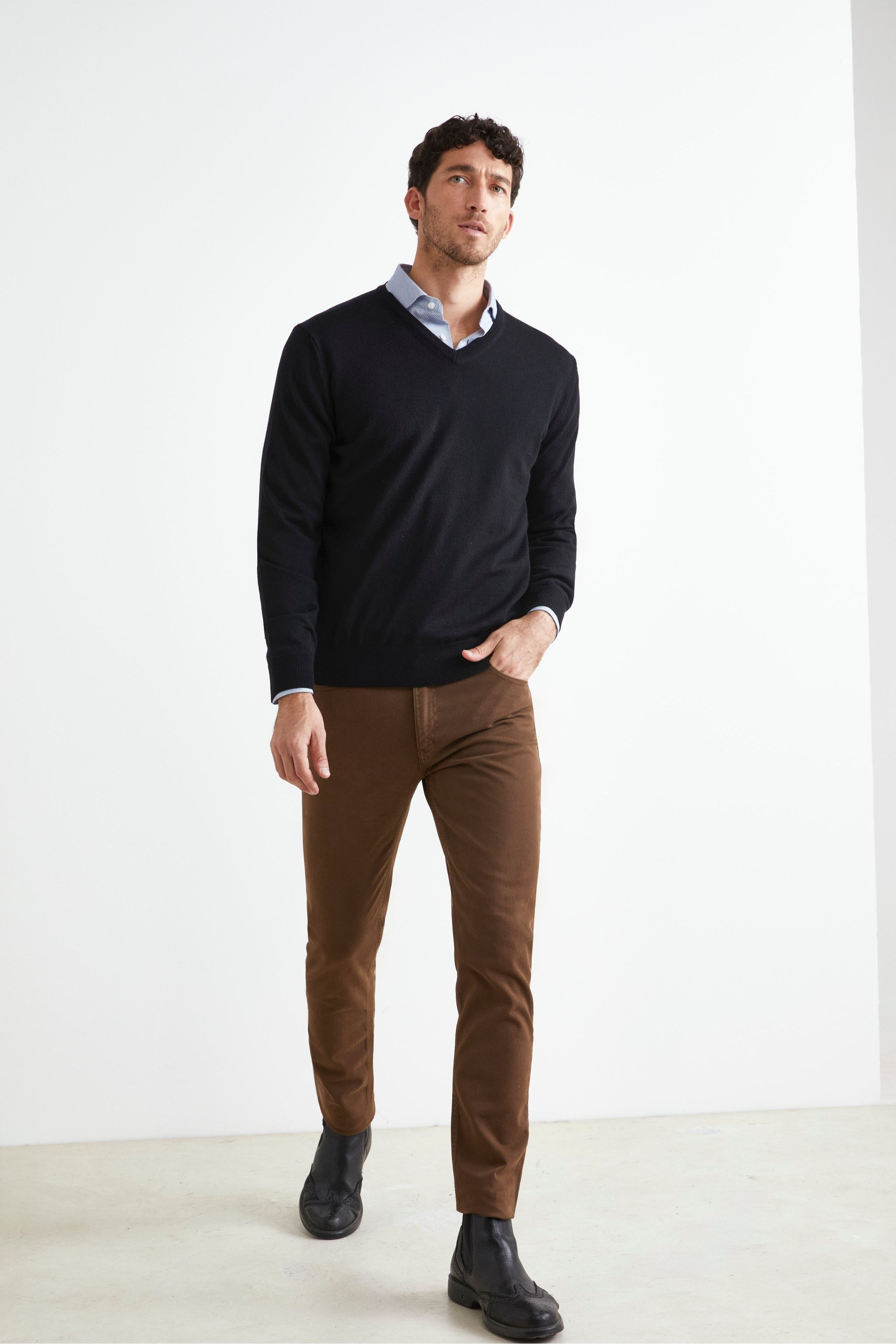 Slim Fit Five-Pocket Pants - Brown