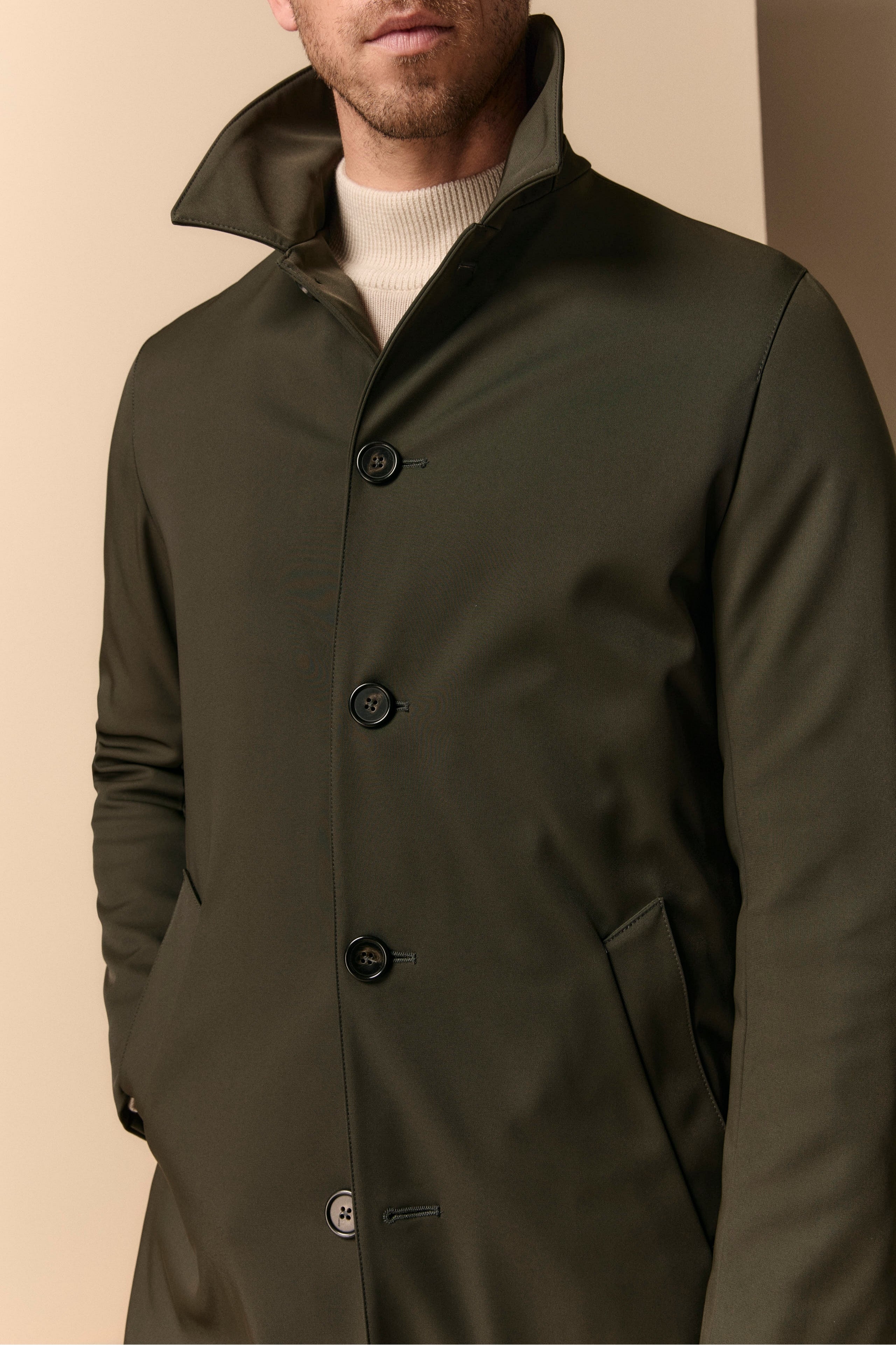 Lined Winter Trench Coat - GREEN