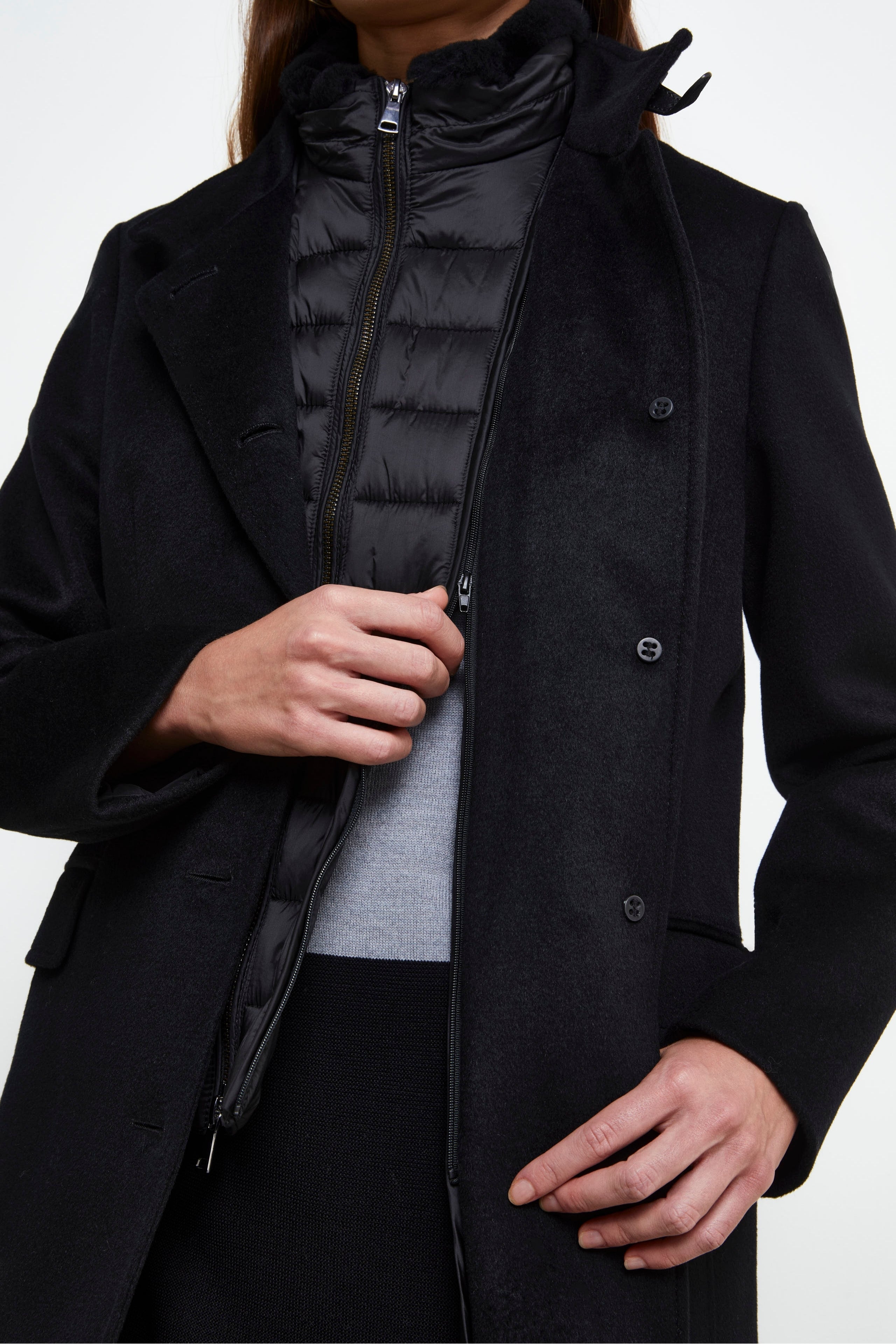 Midi Wool Coat - BLACK