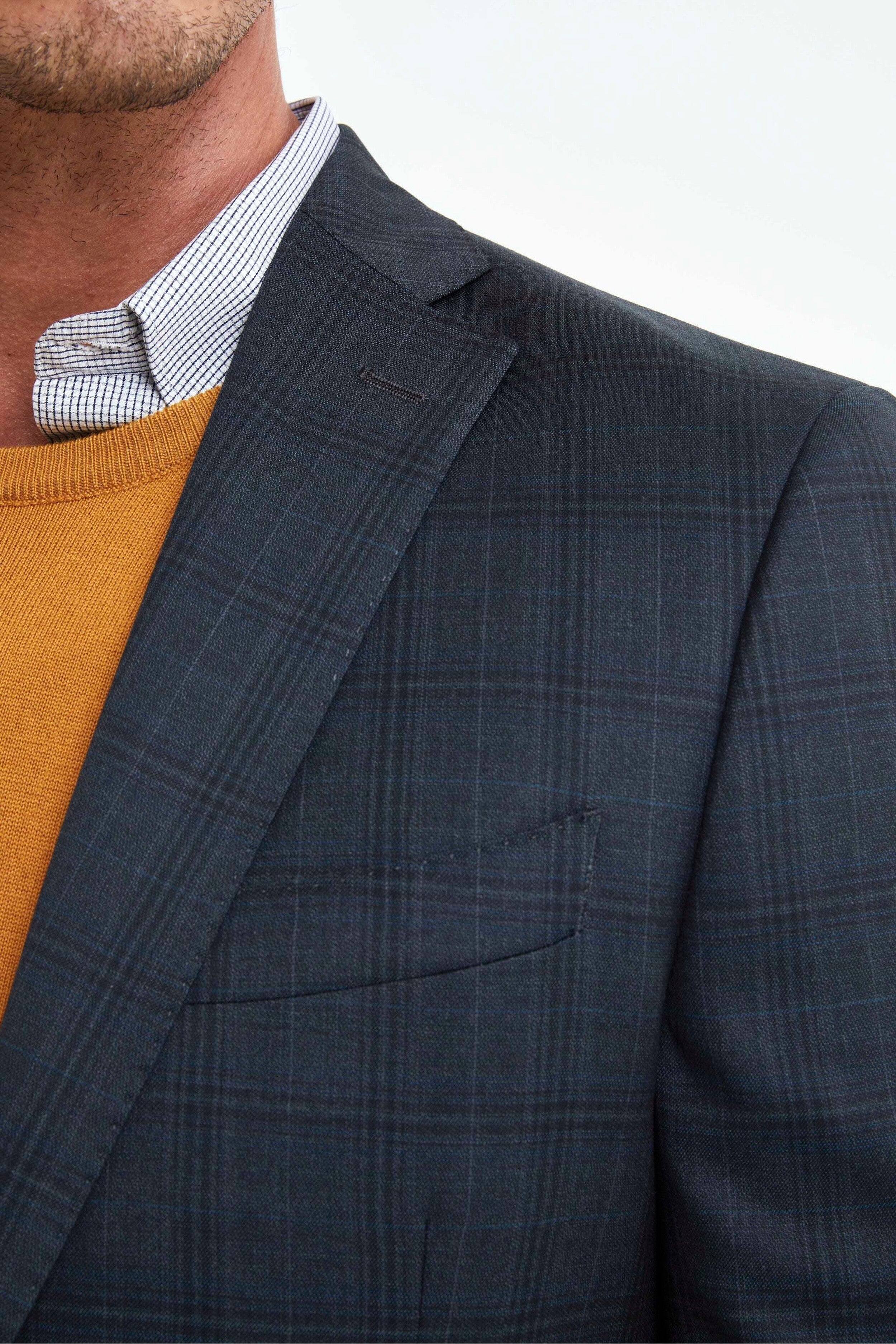 Single-Breasted Check Wool Suit - Green check