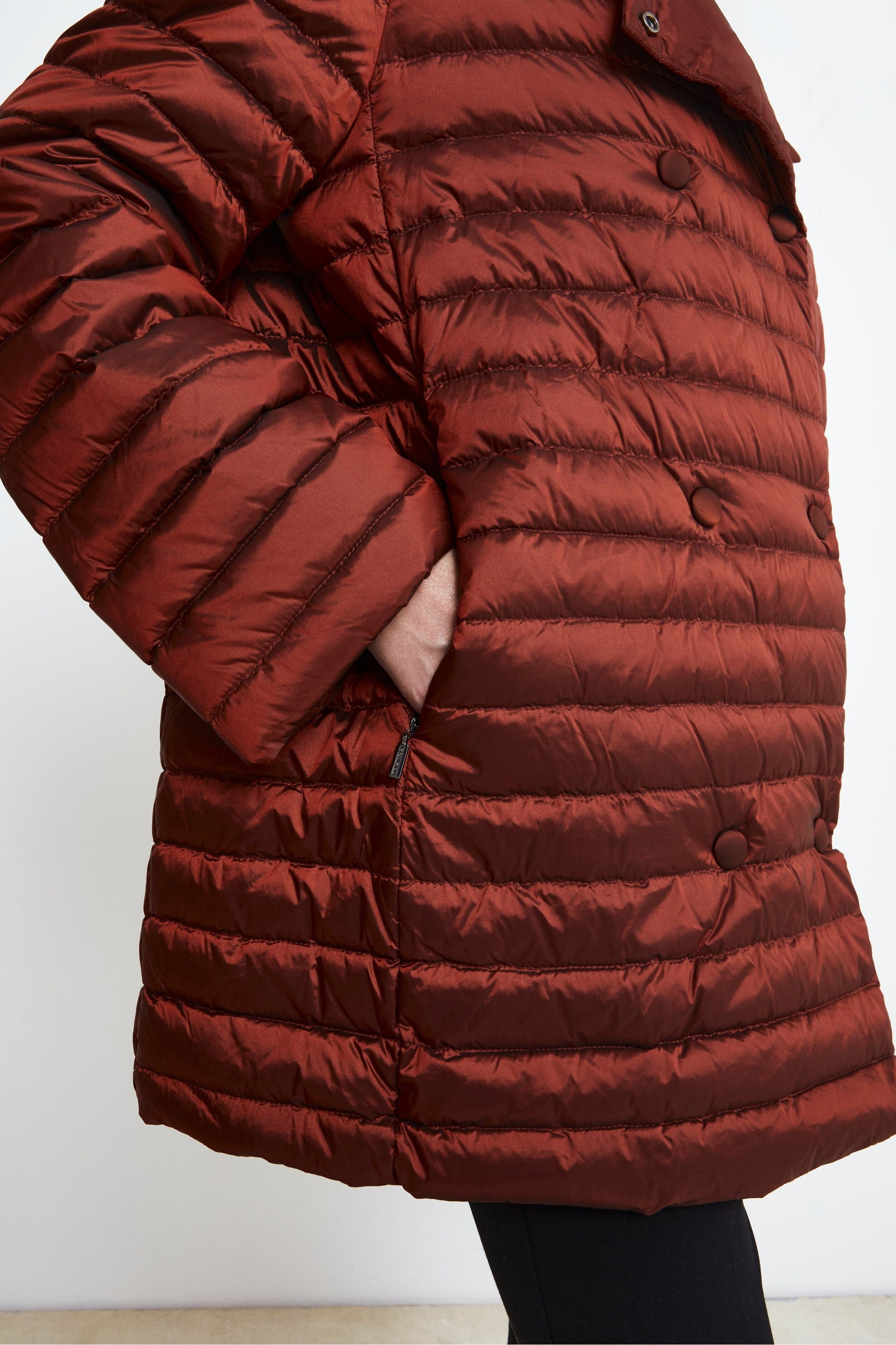 Quilted Diamond Down Jacket - Burnt brown