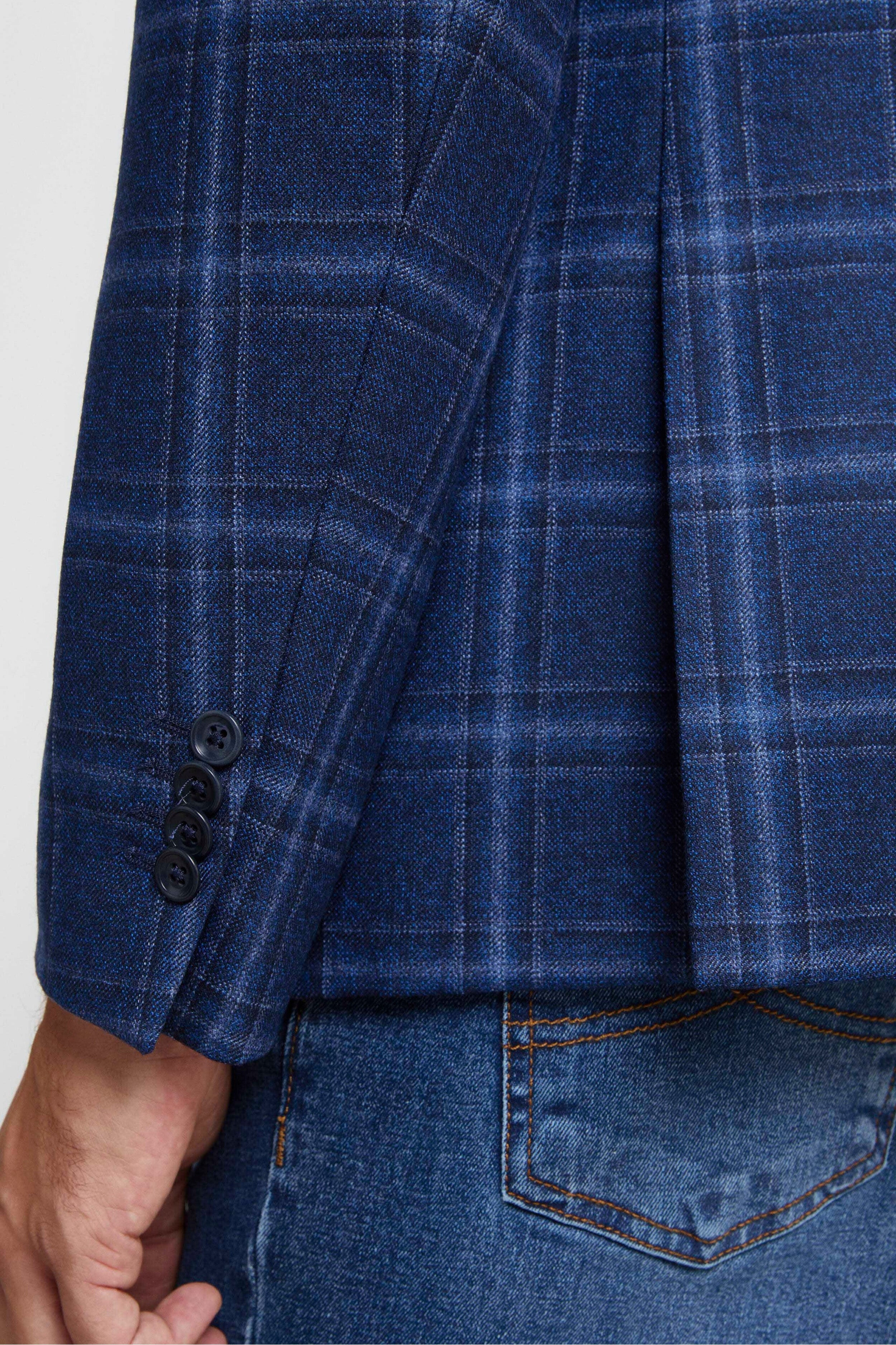 Elegant Wool Jacket - Blue check