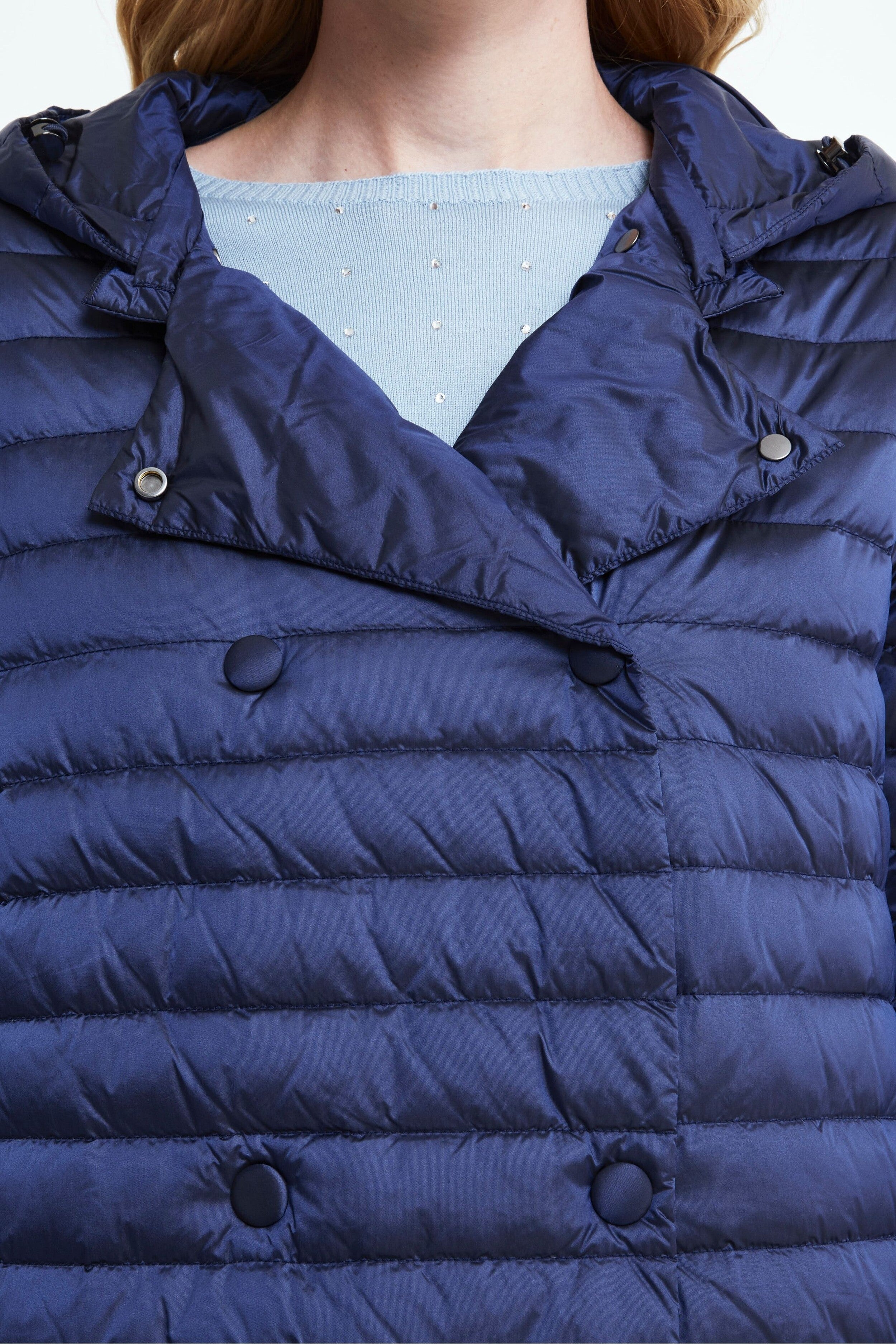 Quilted Diamond Down Jacket - BLUE