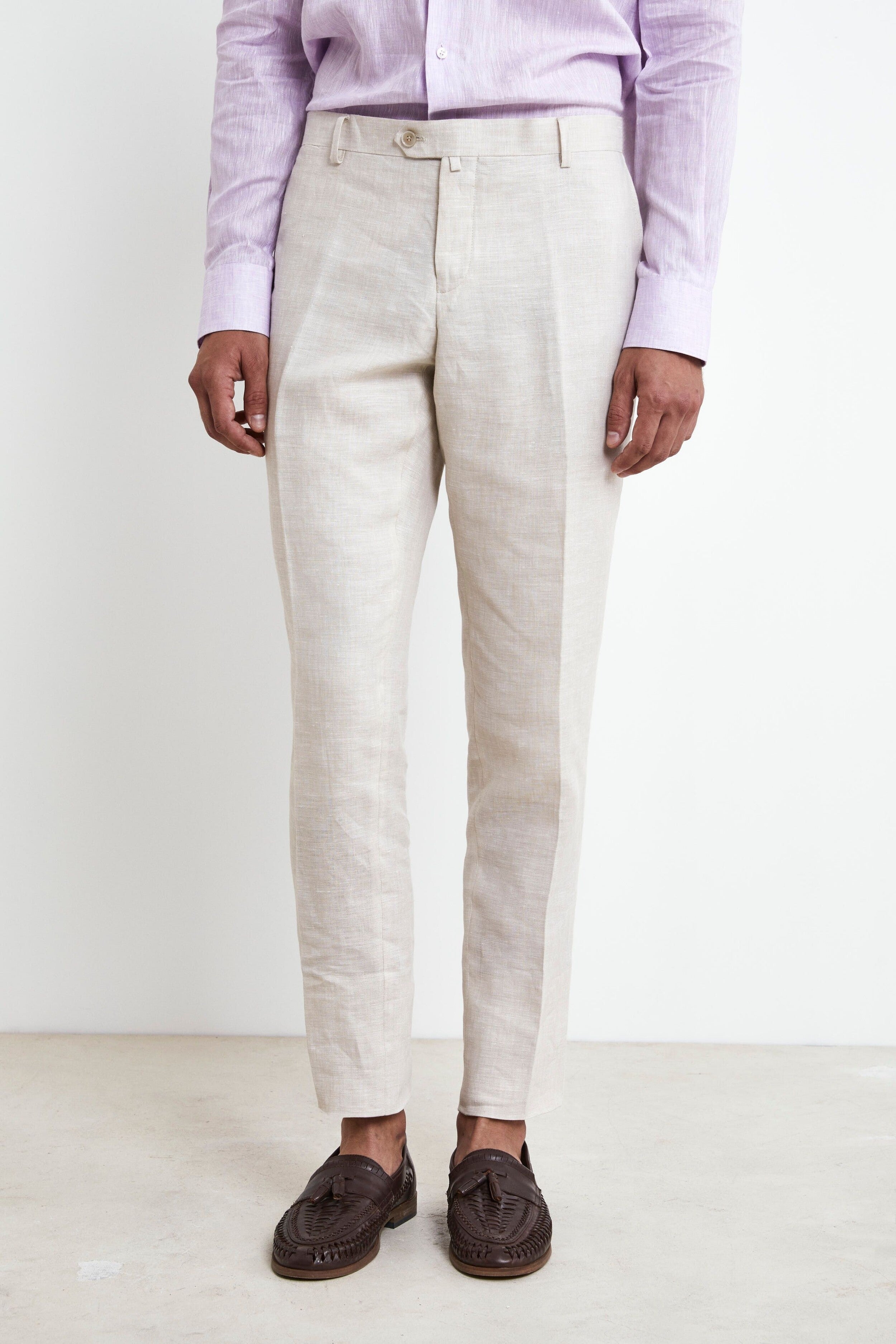 Slim Fit Leinenanzug - BEIGE