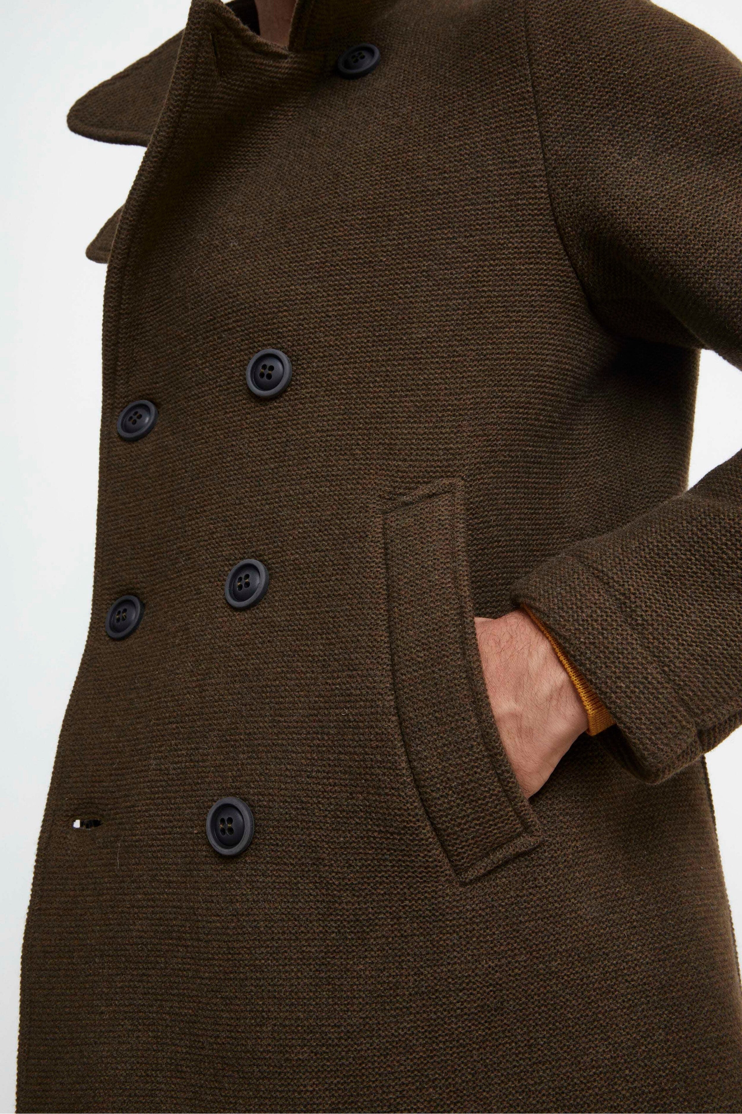 Double-breasted peacoat coat - brown