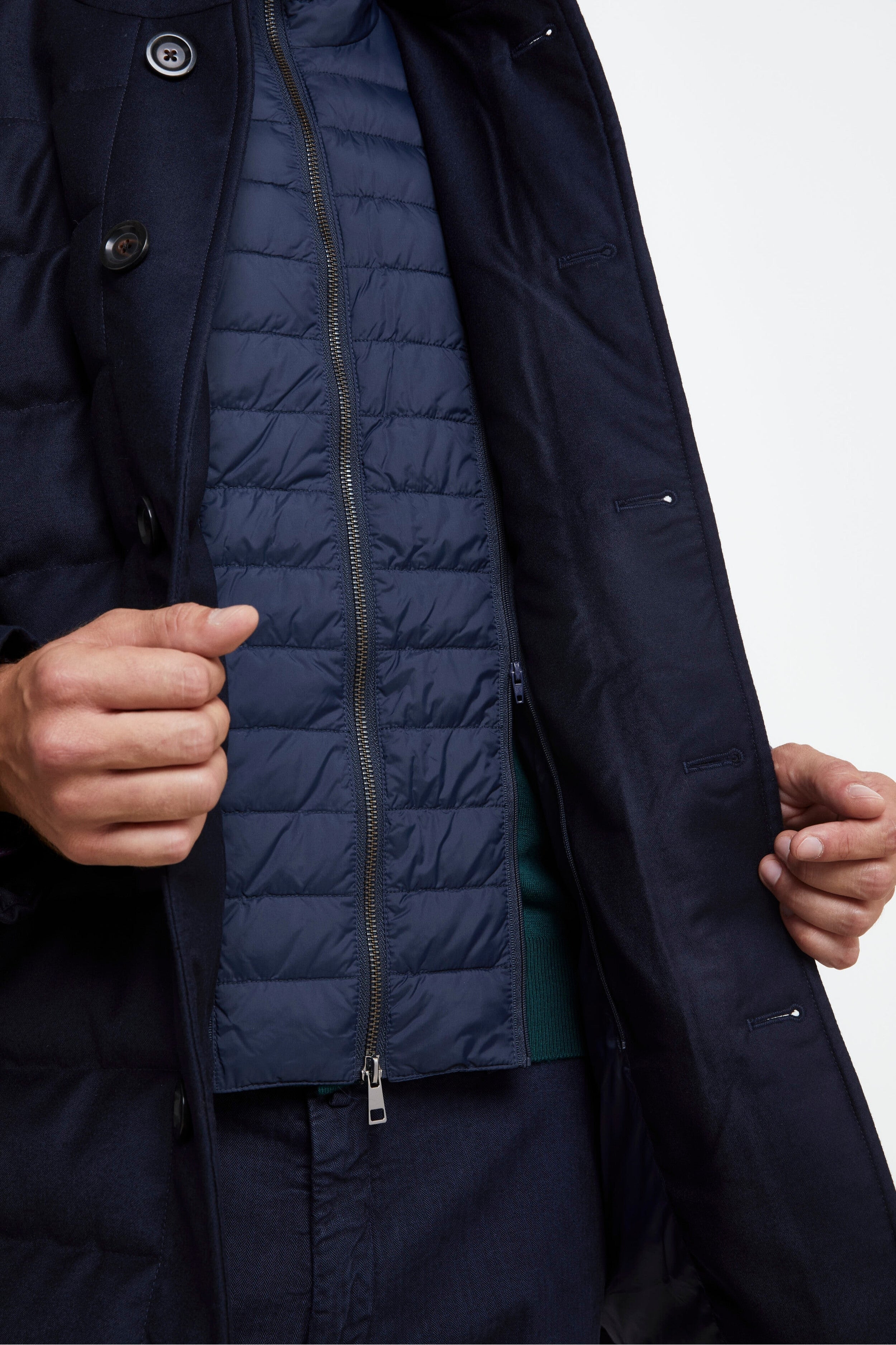 Padded Wool Jacket - BLUE