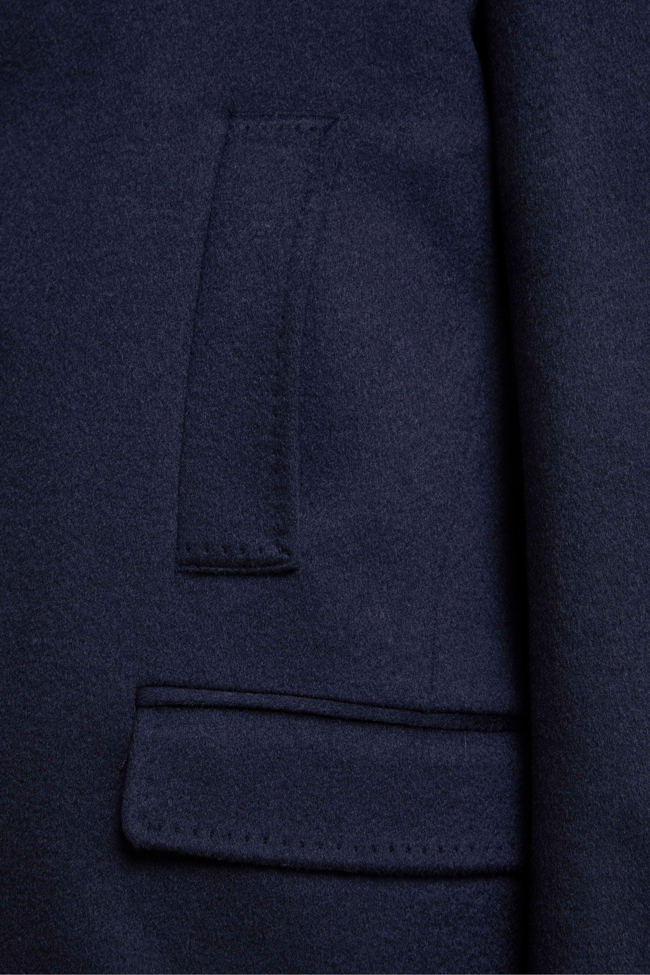 Manteau court en laine et cachemire - BLEU