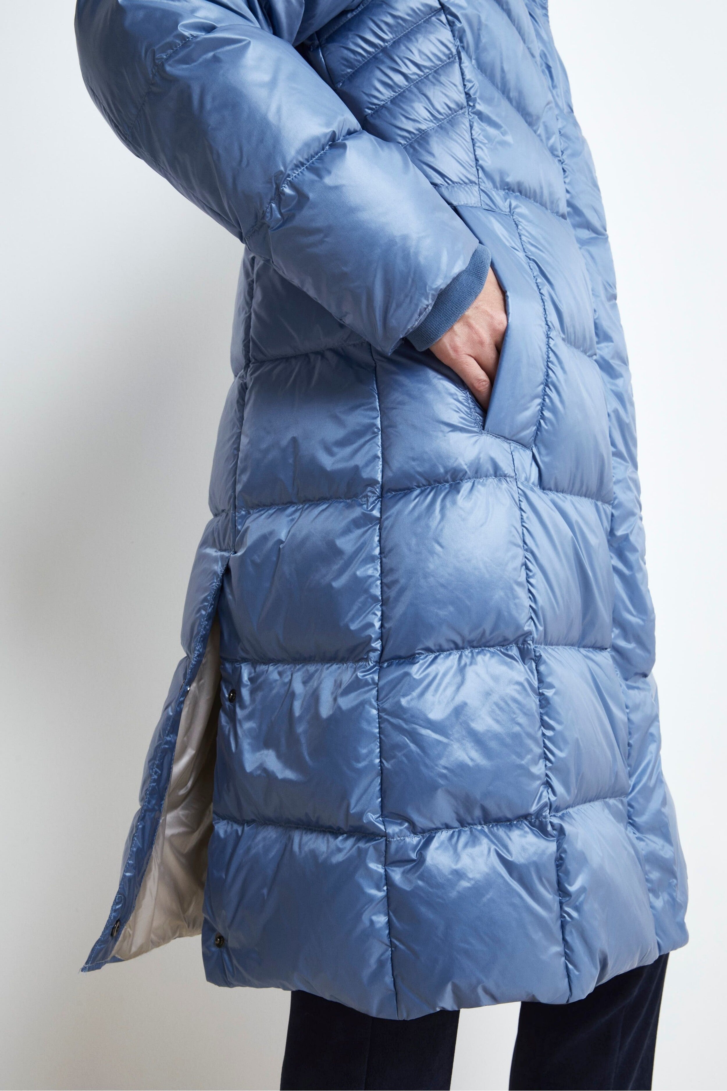 Hooded Down Jacket - Light blue