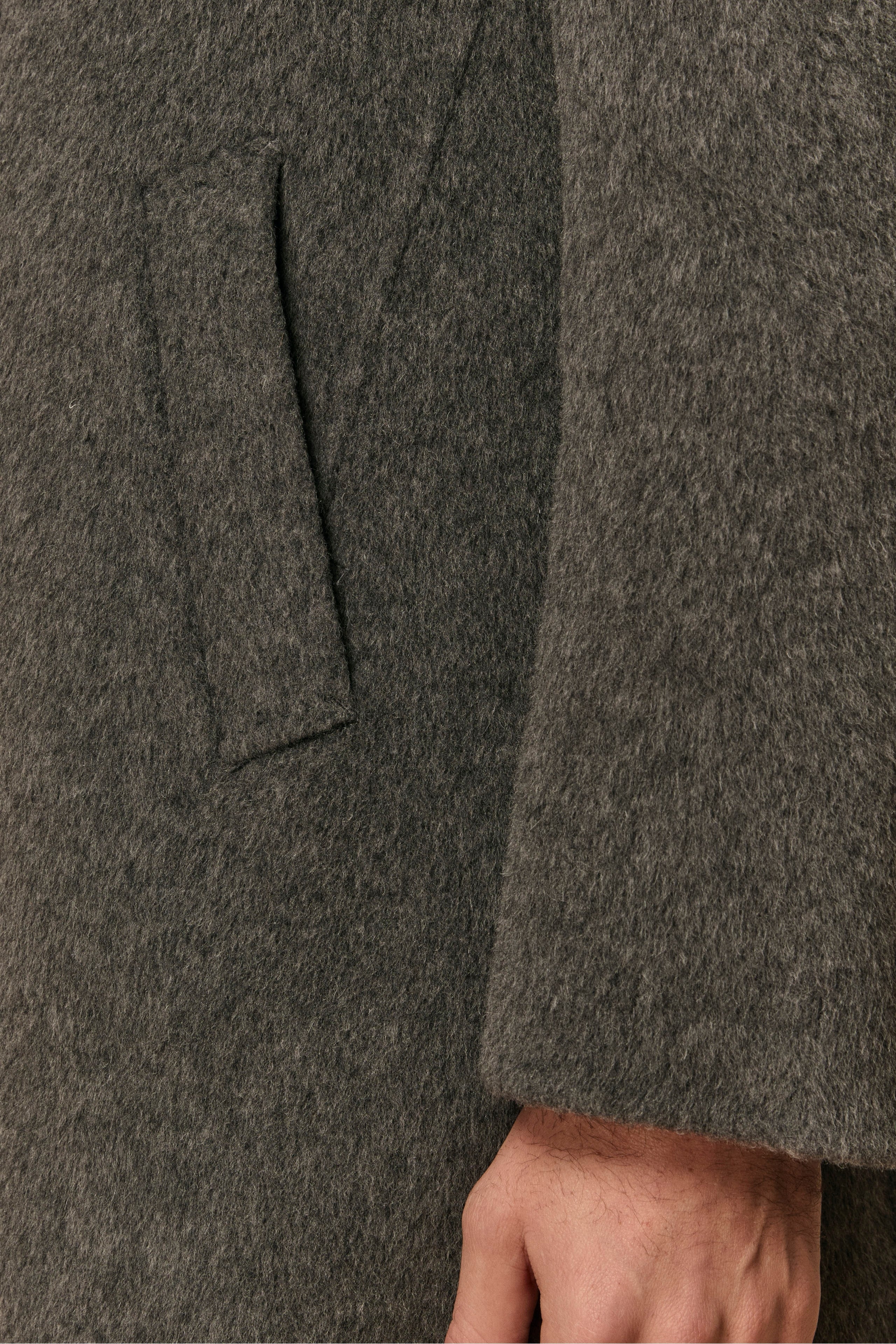 Wool Coat with Down Vest - Dark grey