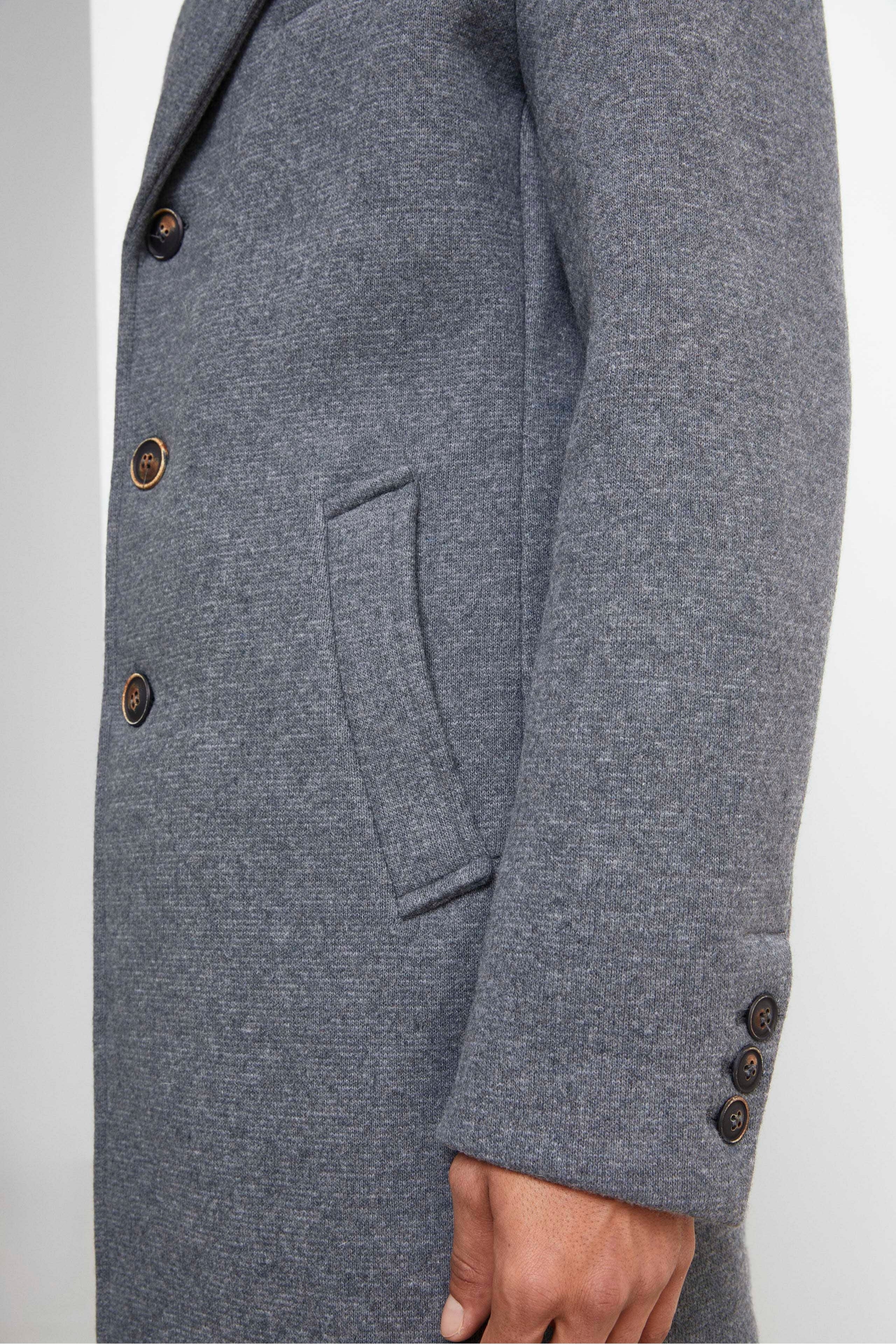 Manteau avec capuche en mélange de laine - Gris