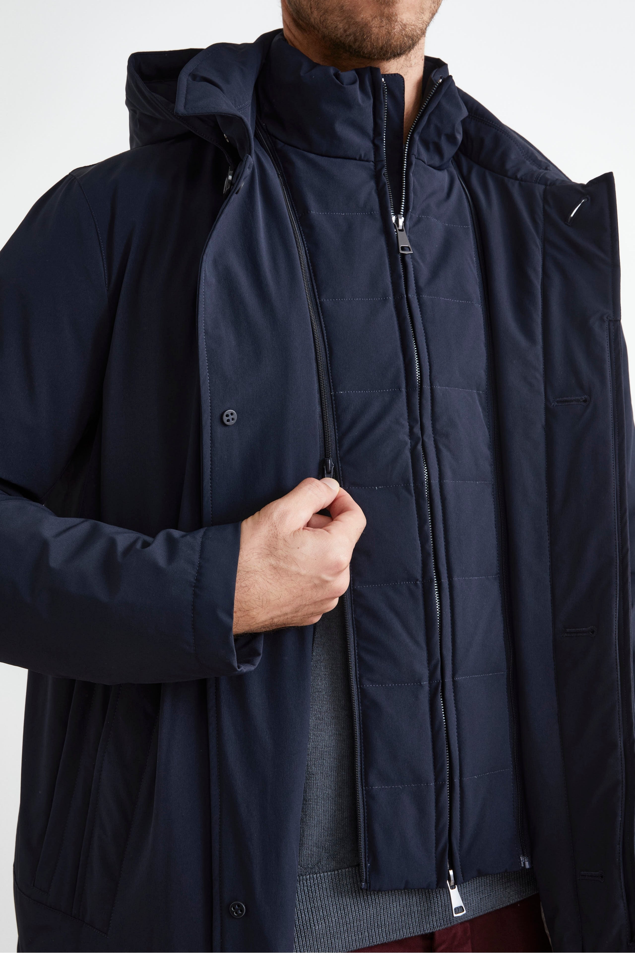 Steppjacke mit Kapuze - BLAU