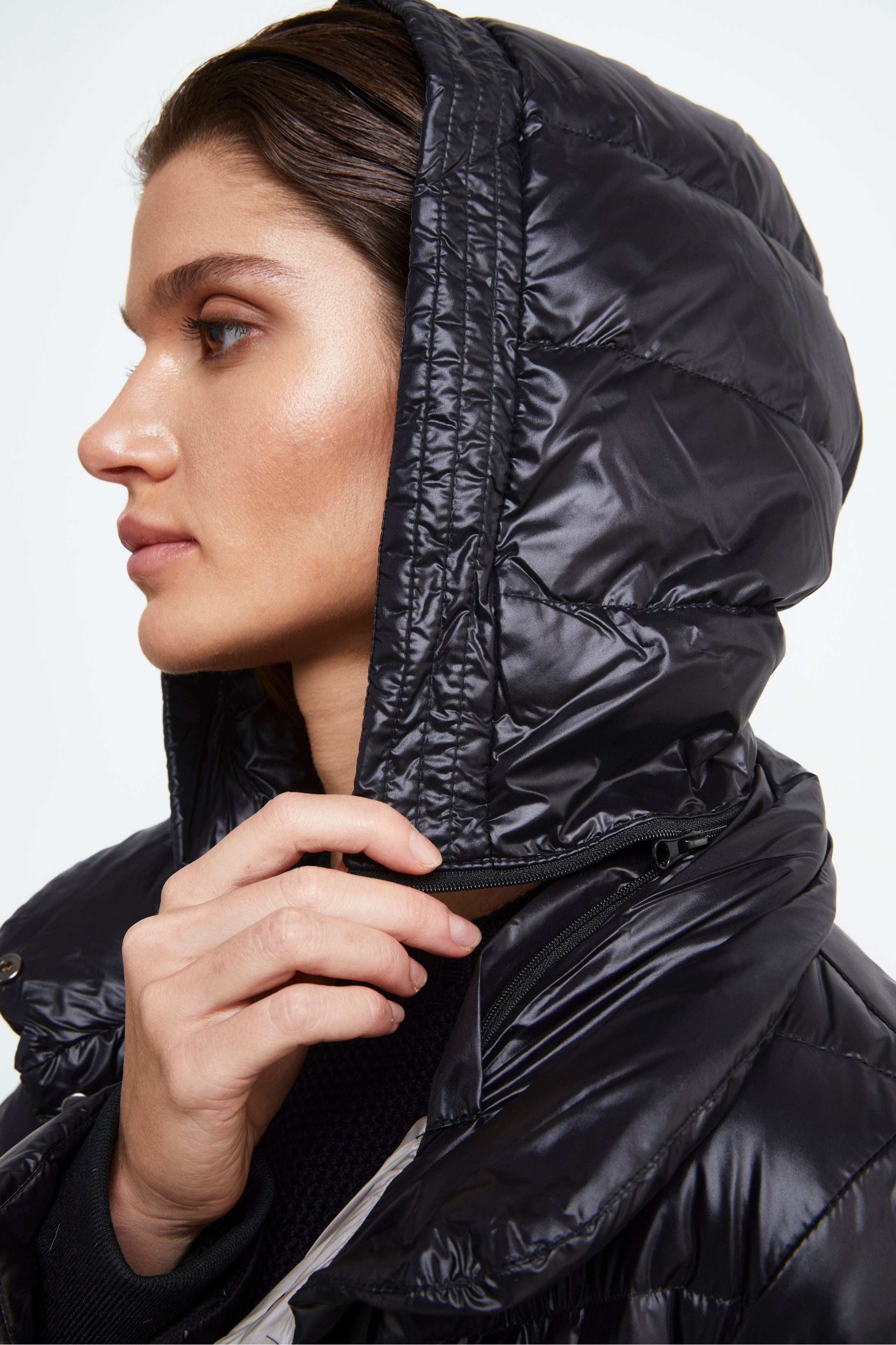 Hooded Down Jacket - BLACK