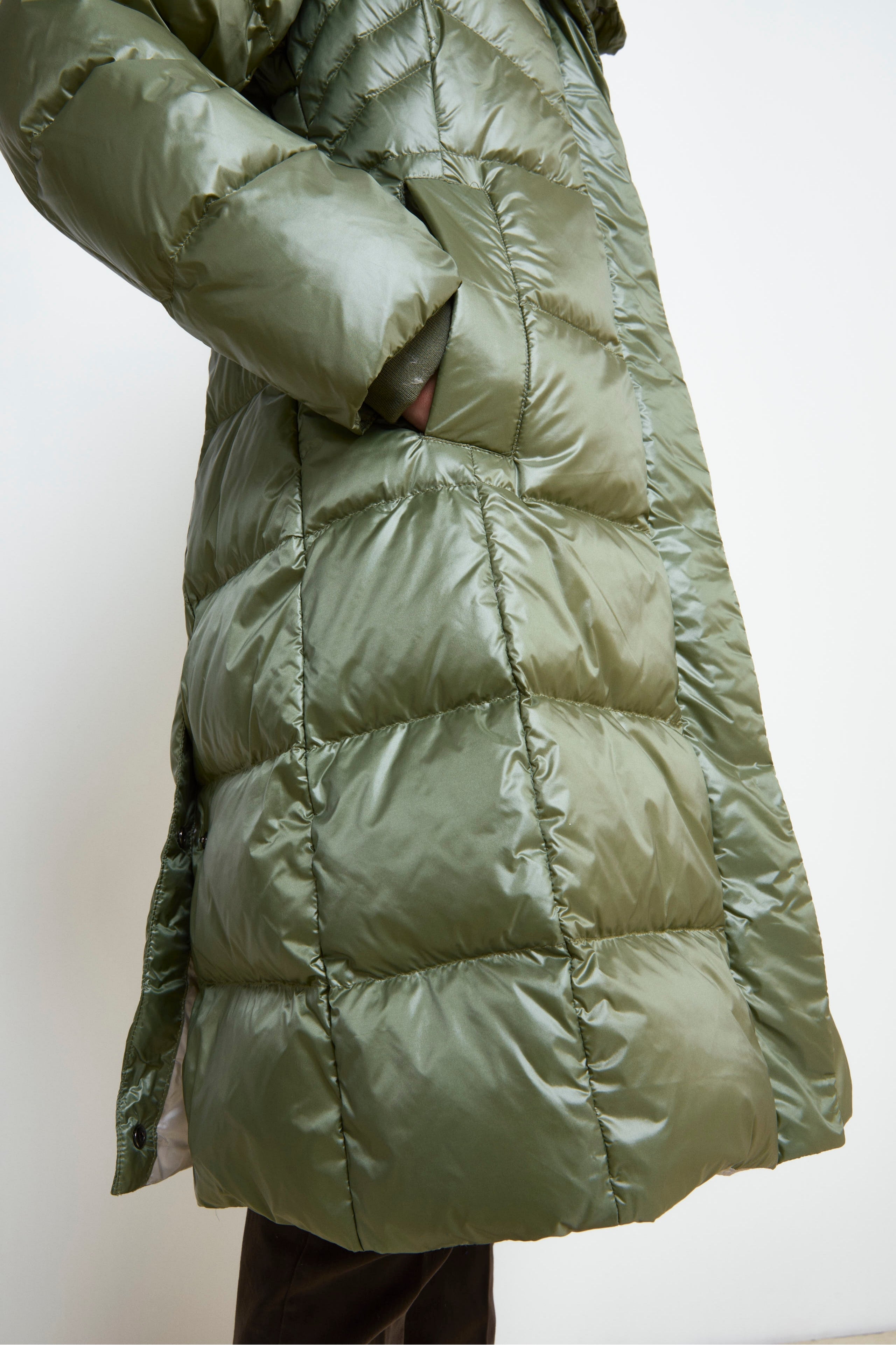 Hooded Down Jacket - Sage green