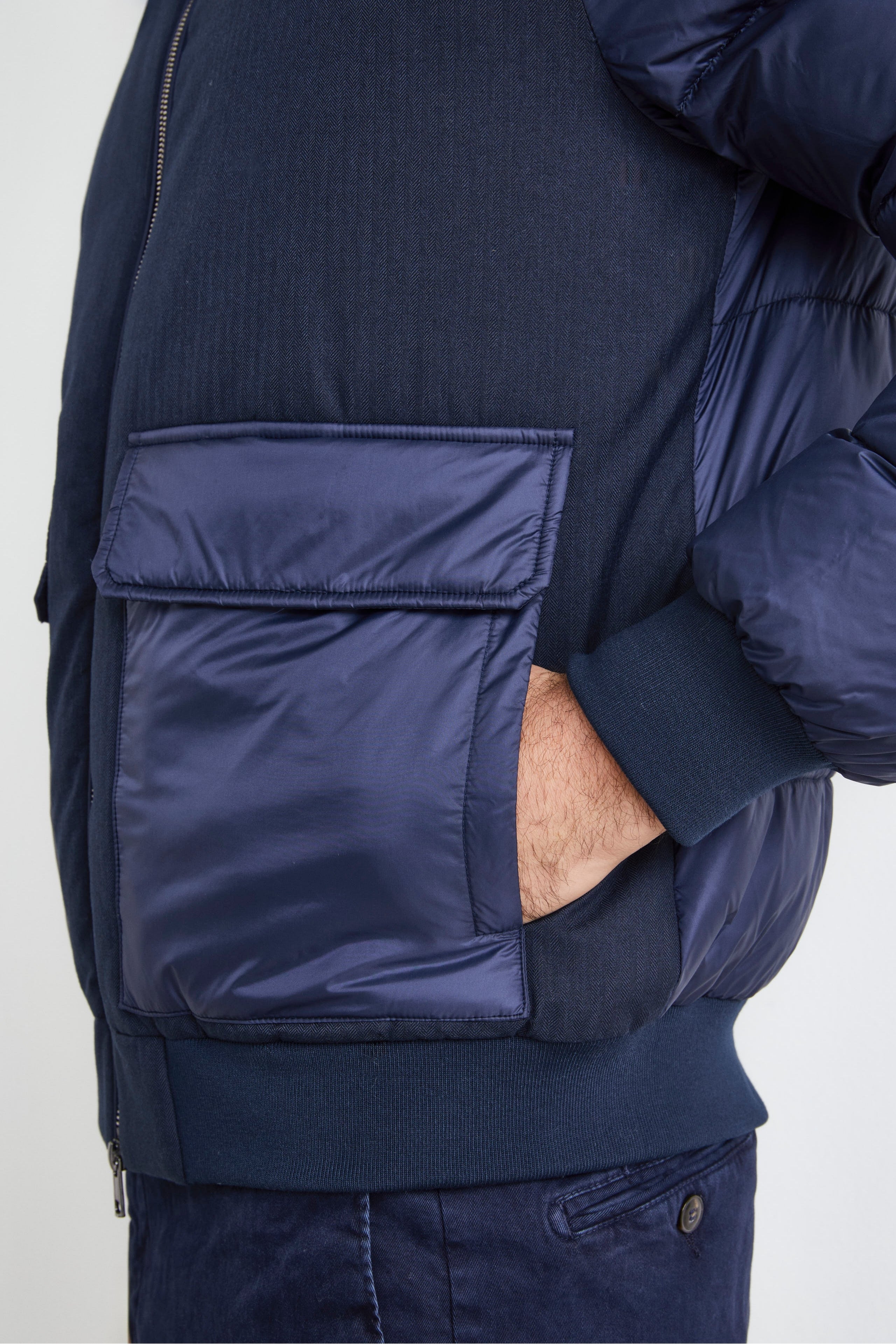 Quilted Jacket with Hood - BLUE