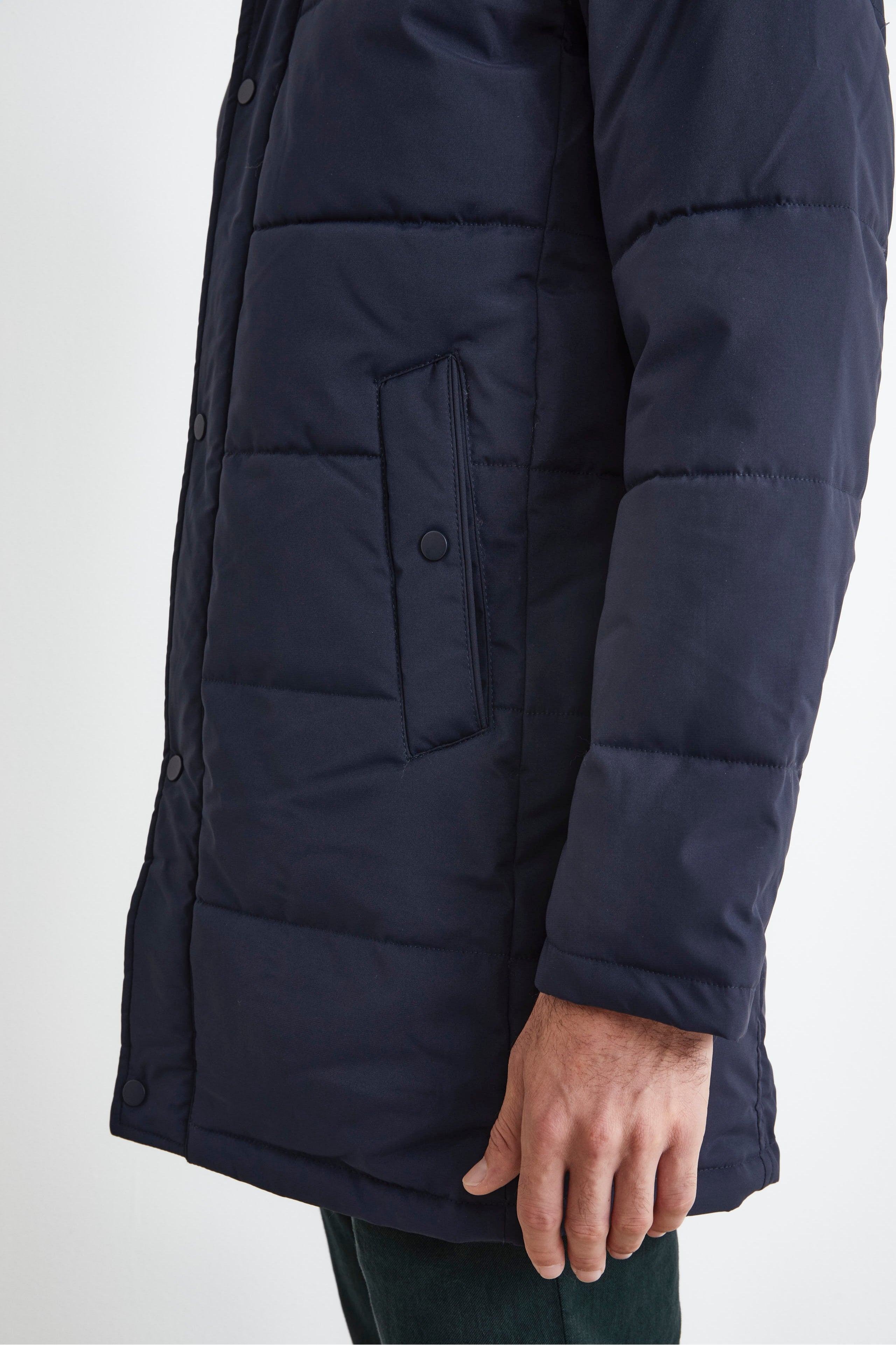 Long Quilted Coat - BLUE