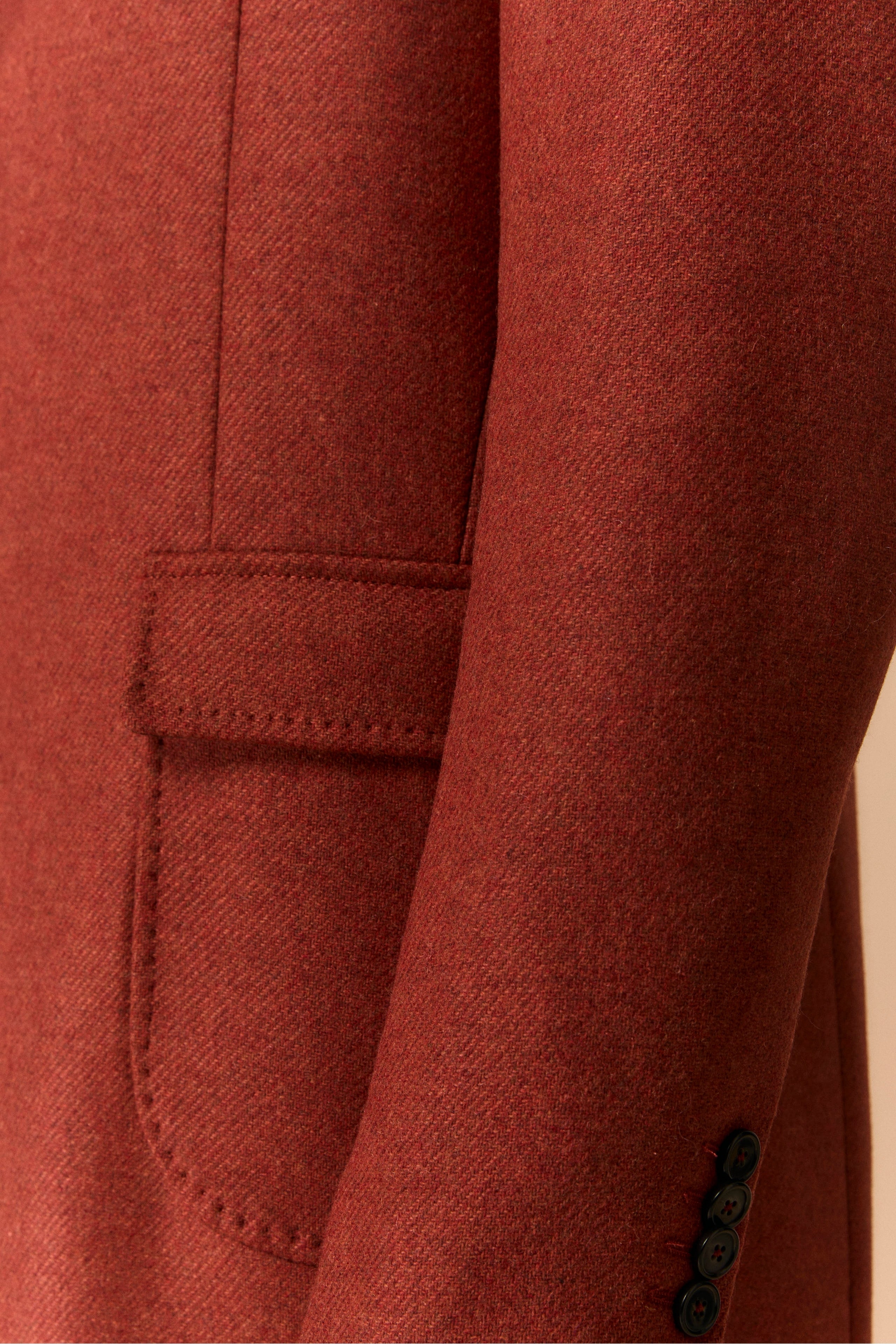 Twill Coat in Wool - Brick red