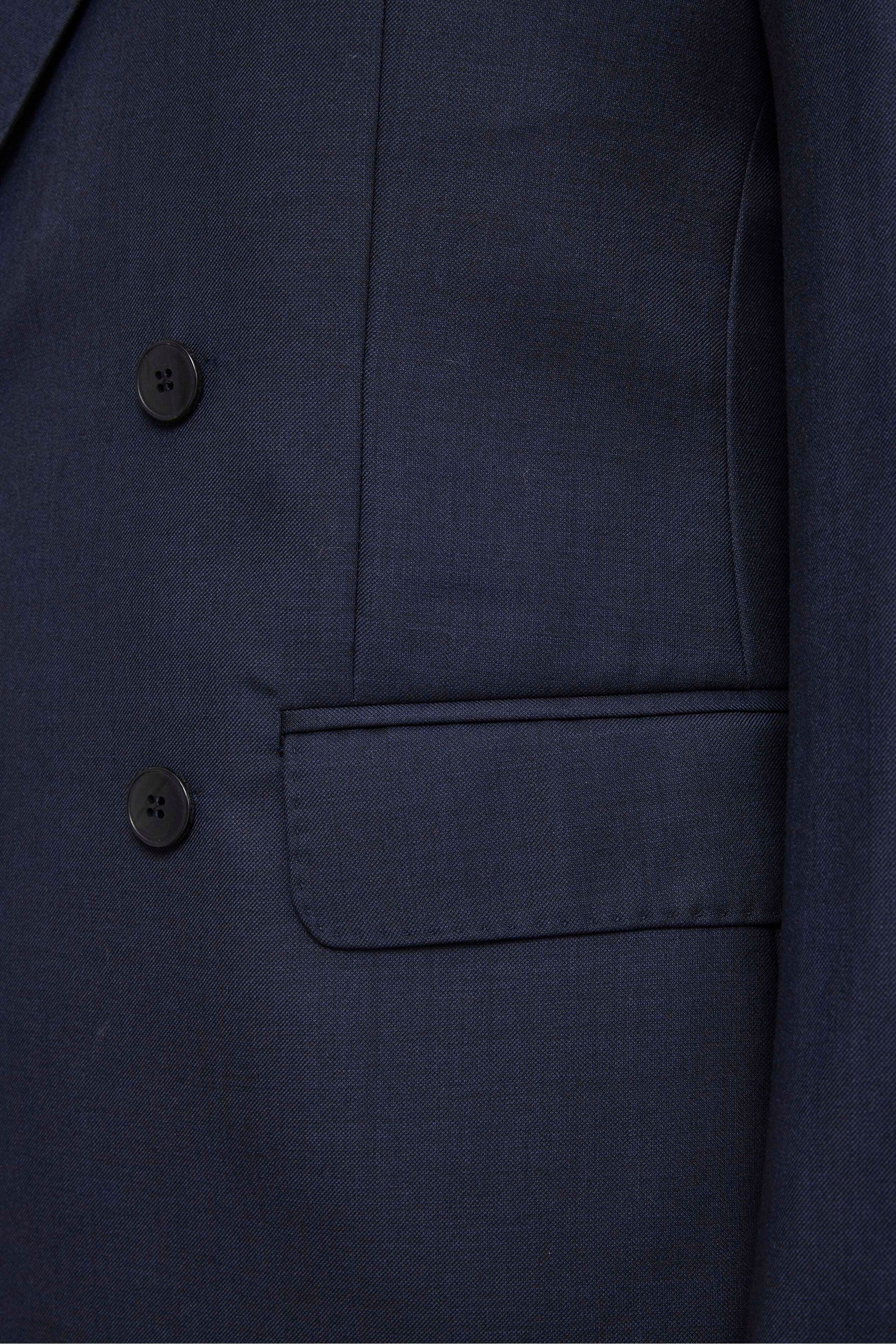 Slim Double-Breasted Wool Suit - BLUE