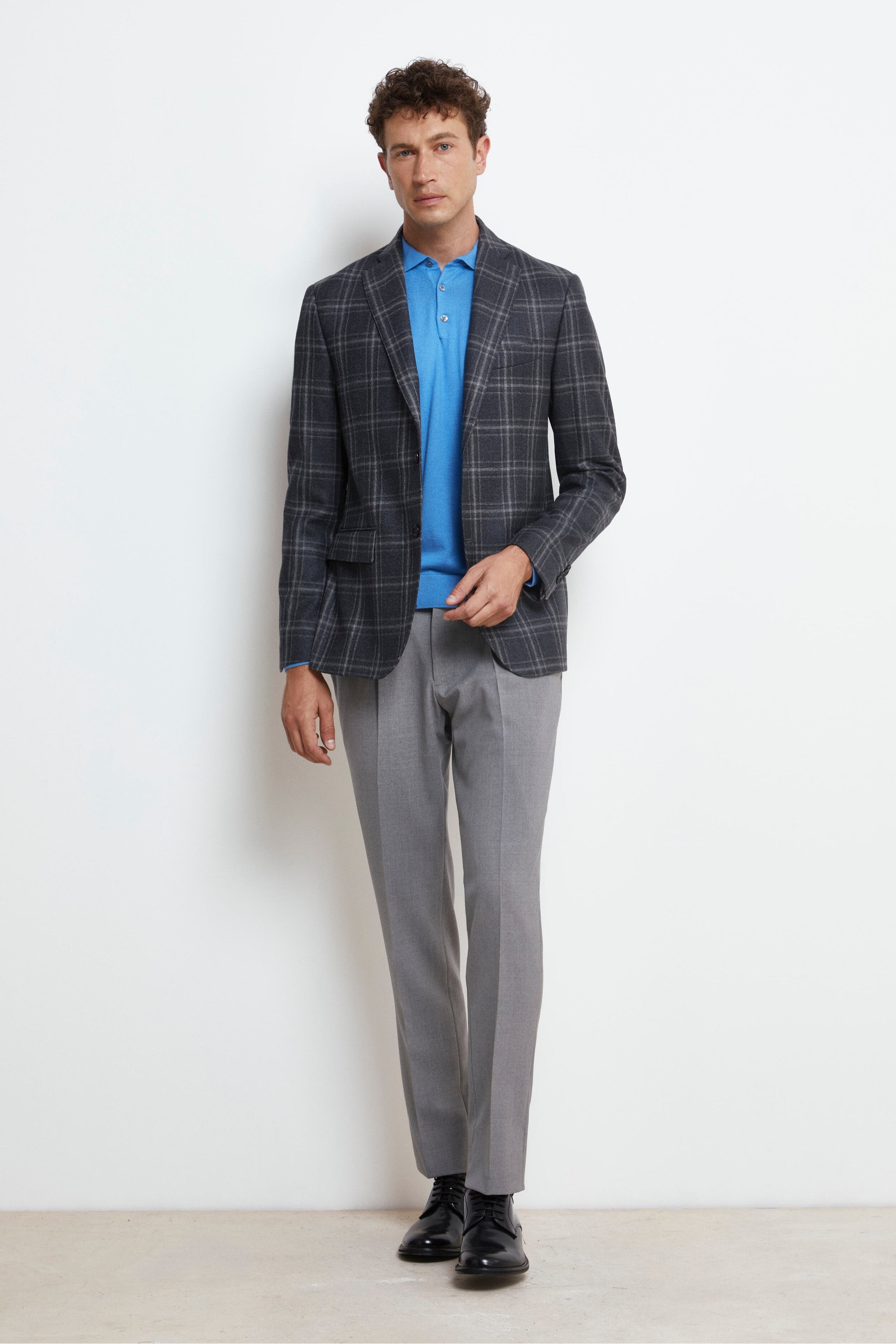 Check Wool Jacket - Grey check