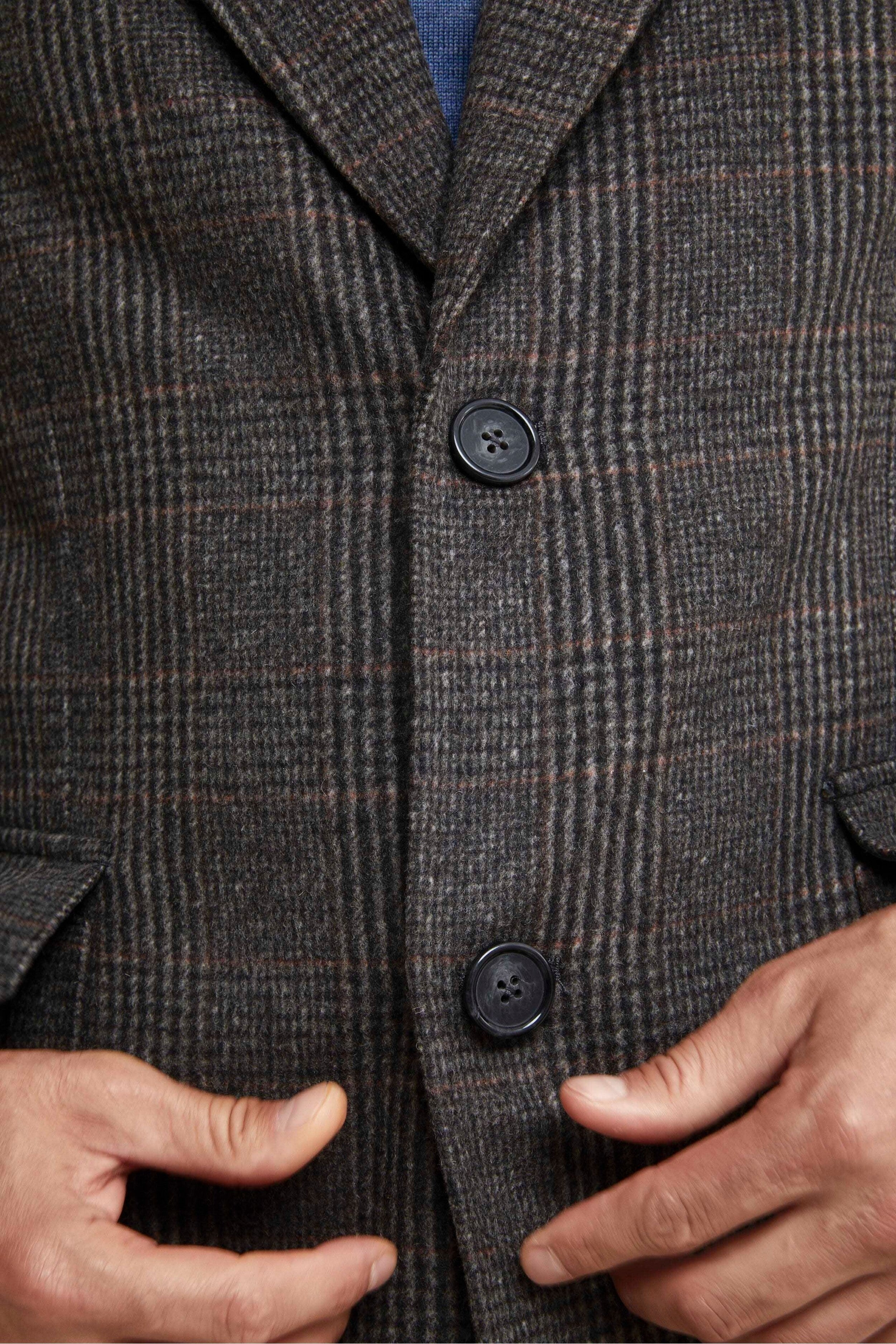 Check Wool and Cashmere Coat - Brown check