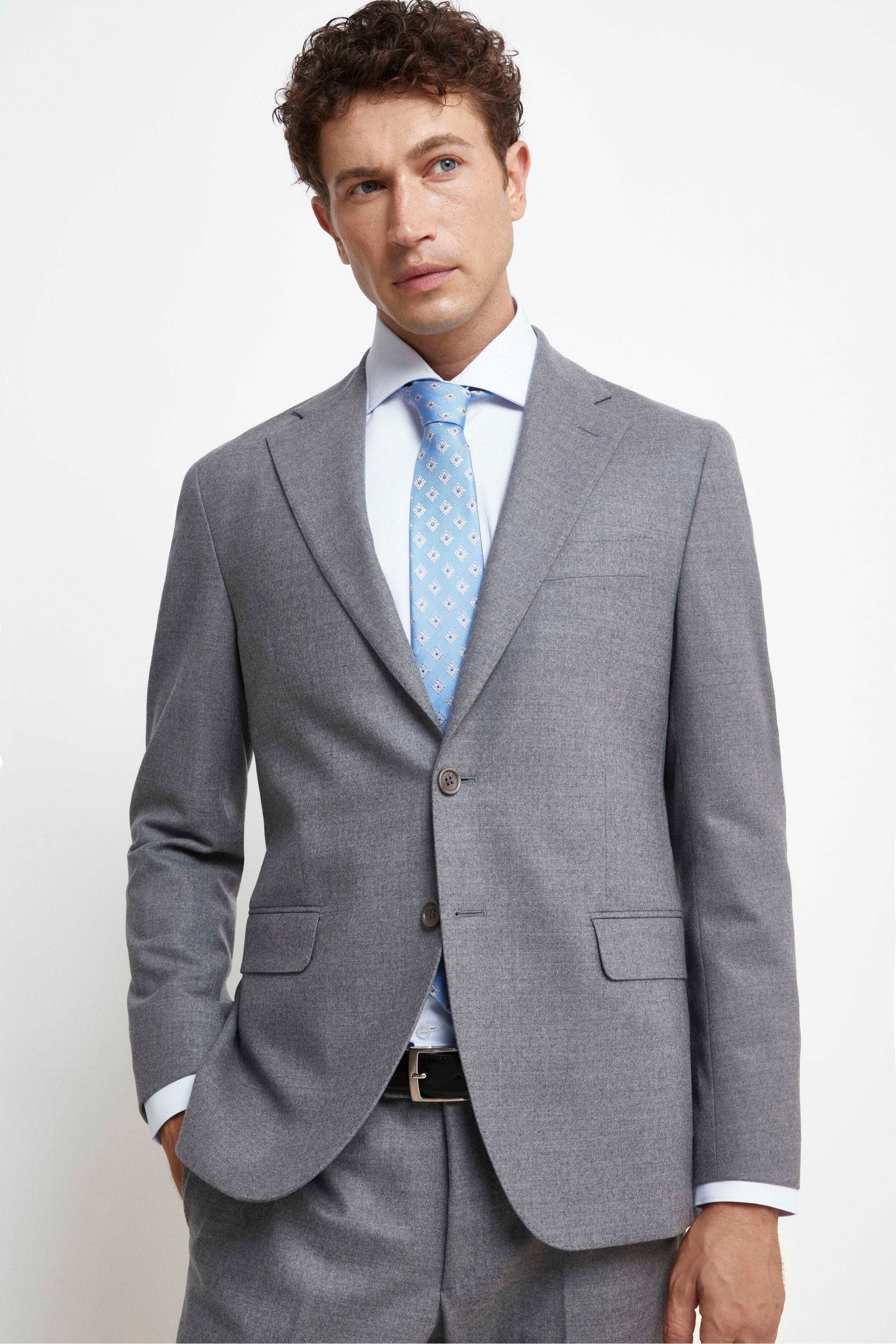 Single-Breasted Wool Suit - Light grey