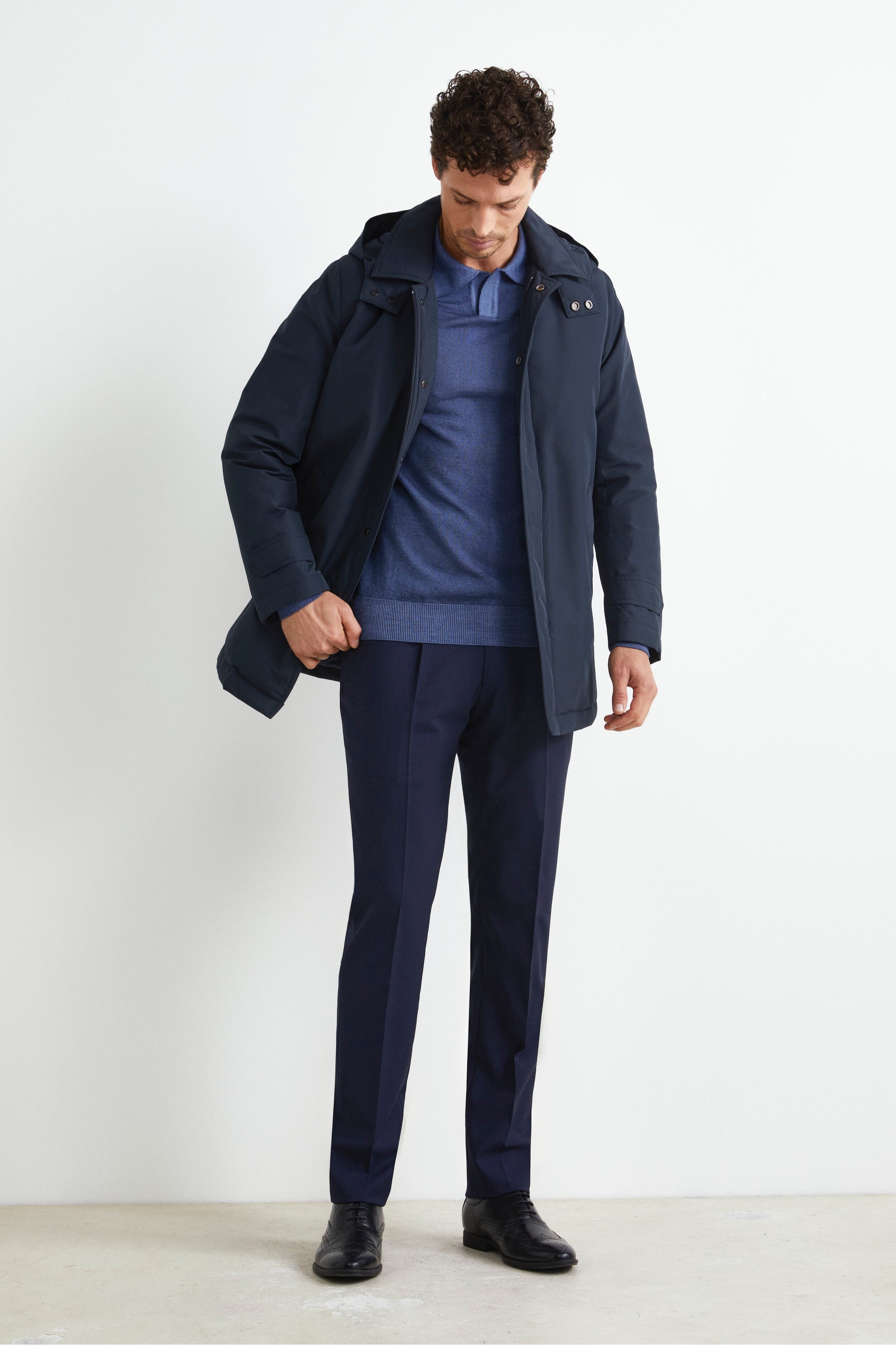 Jacket with Removable Hood - Midnight blue