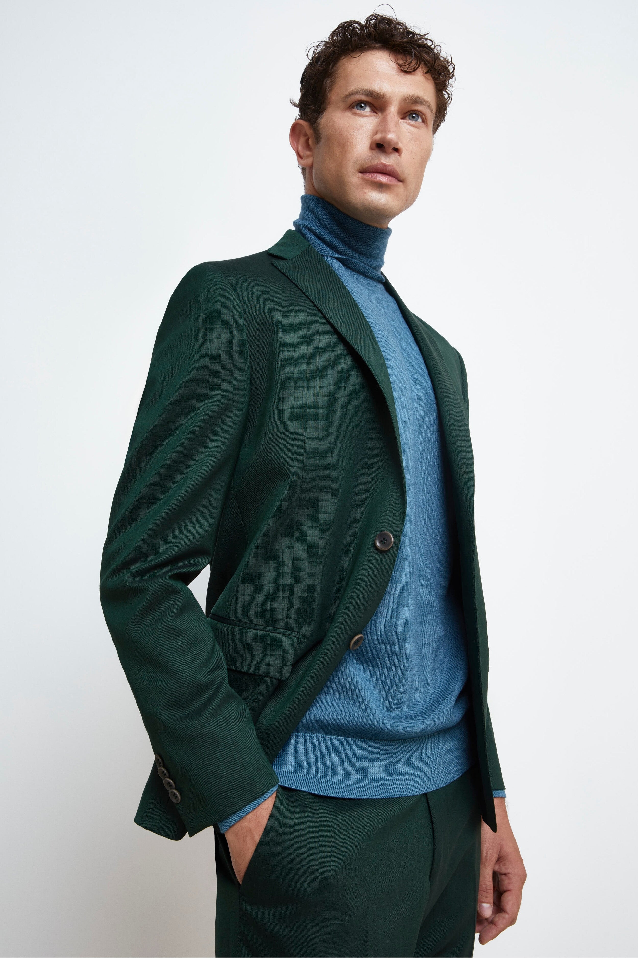 Colored Single-Breasted Slim Fit Suit - GREEN