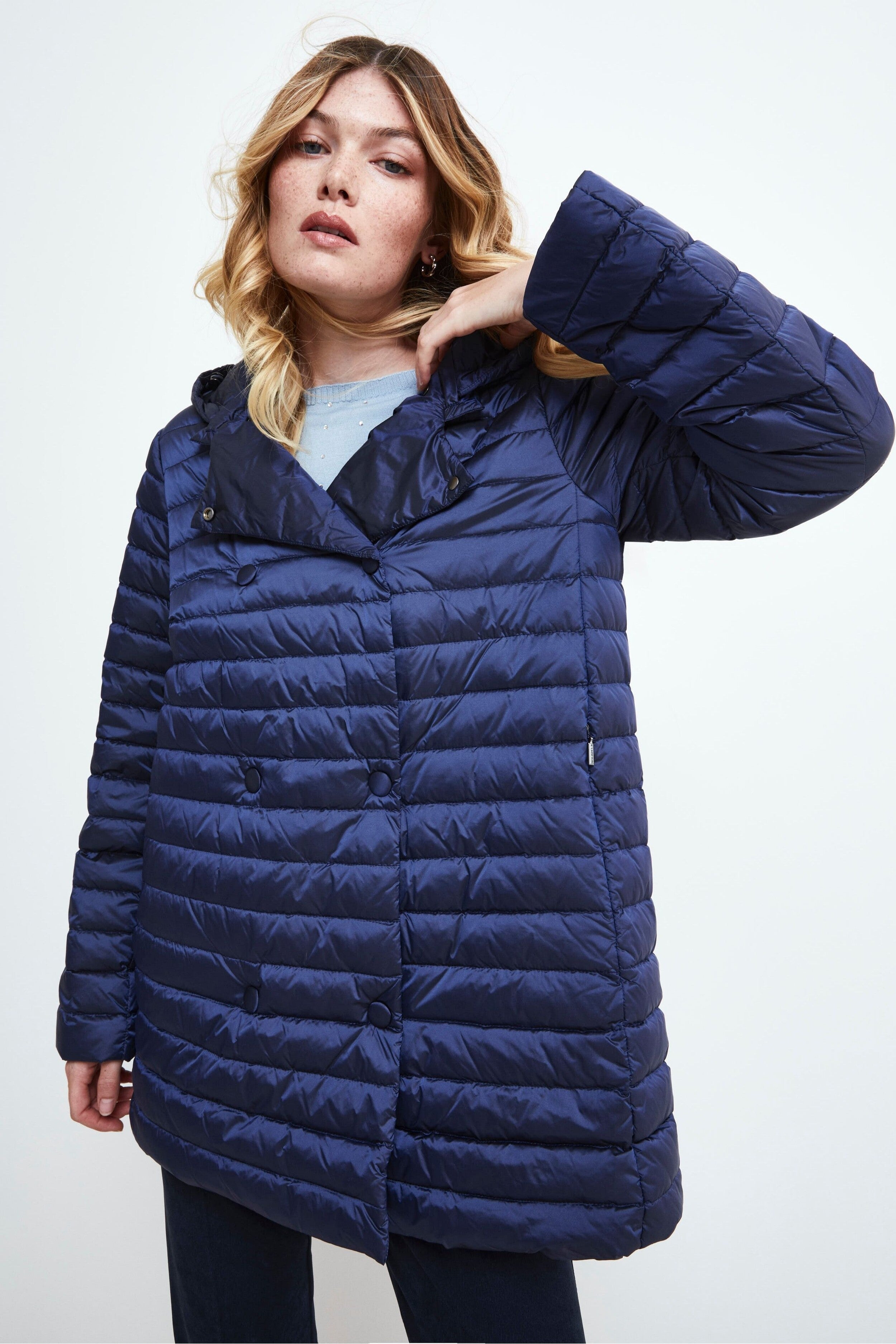 Quilted Diamond Down Jacket - BLUE