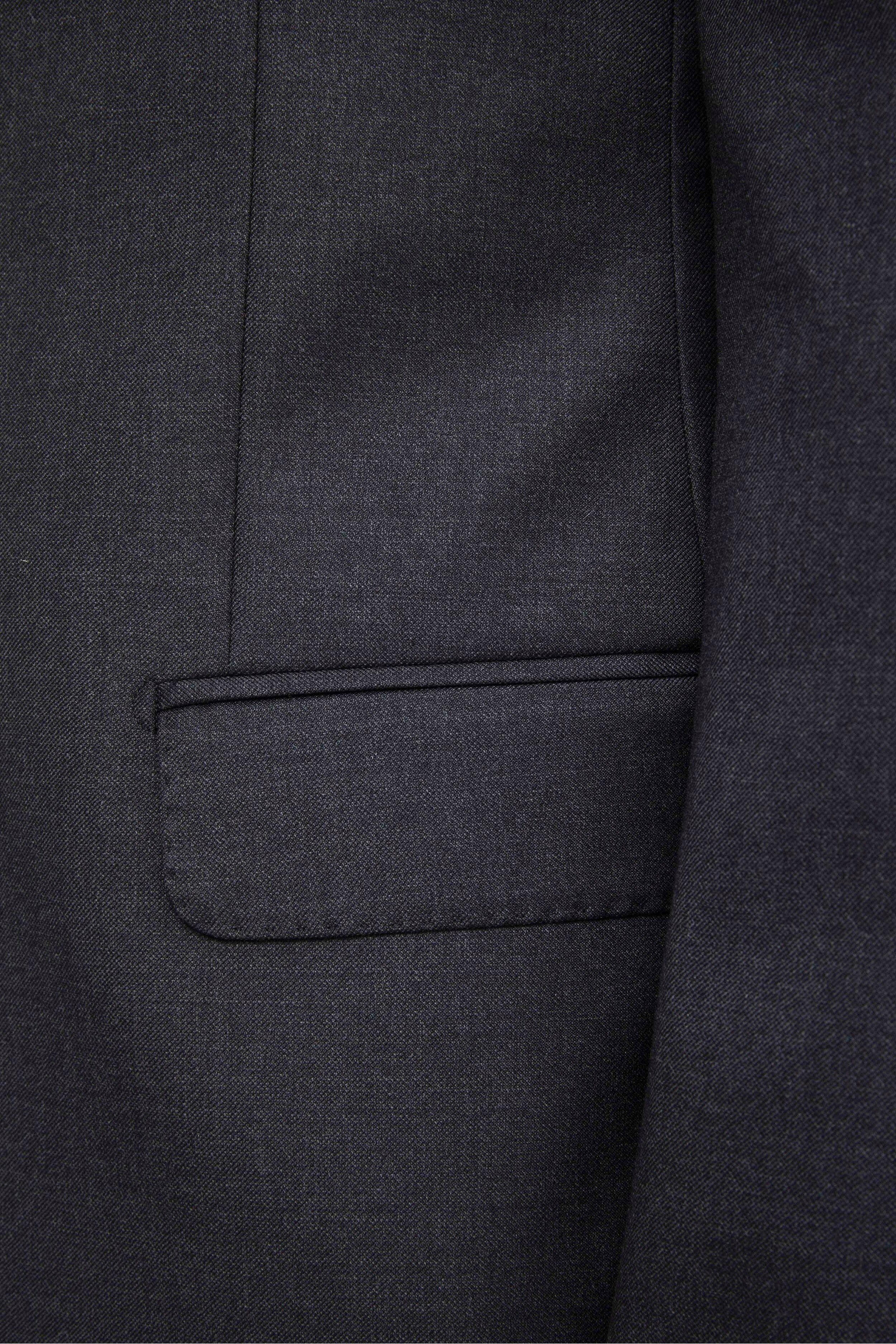 Slim Fit Single-Breasted Wool Suit - Charcoal grey