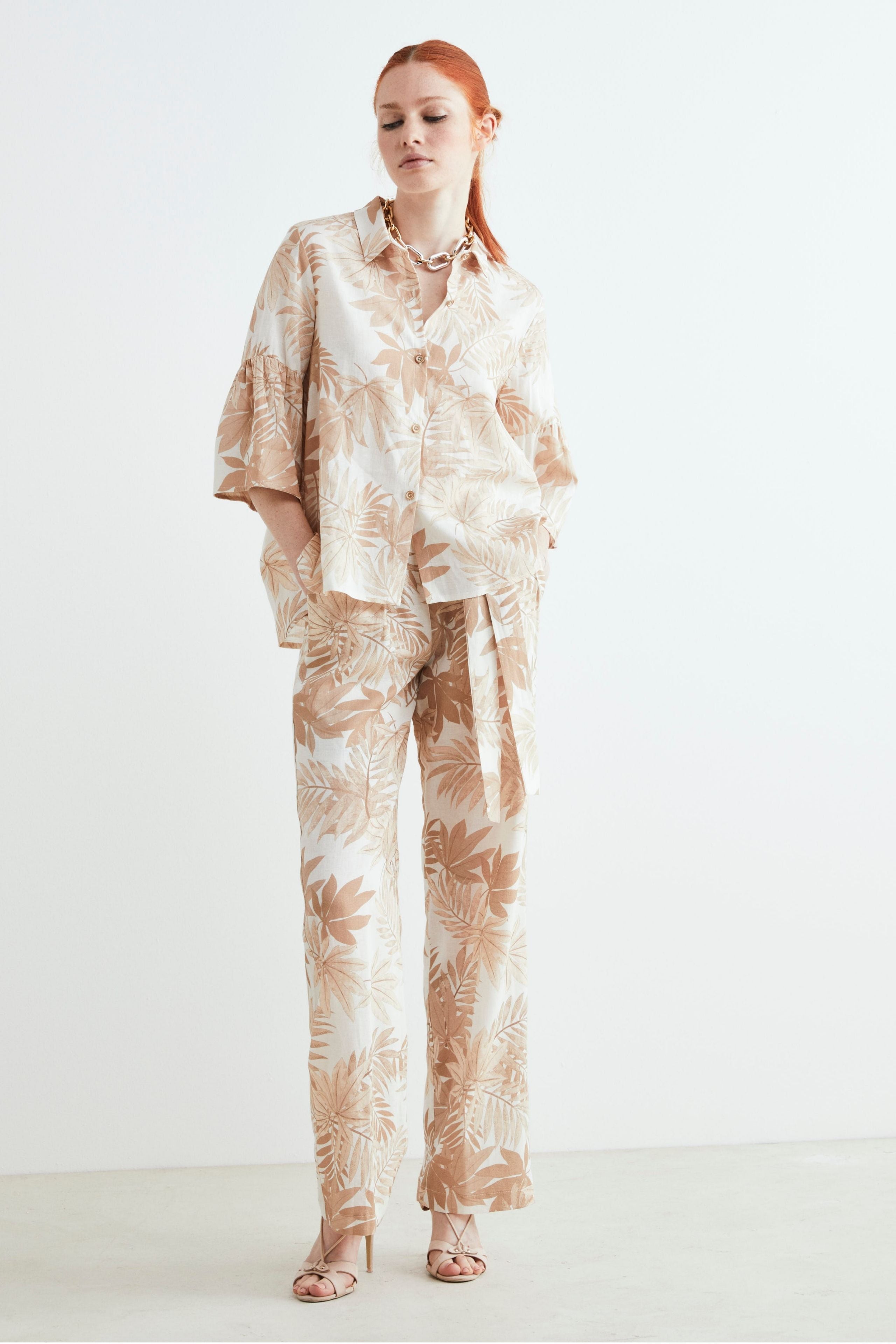 Soft linen shirt - Beige pattern