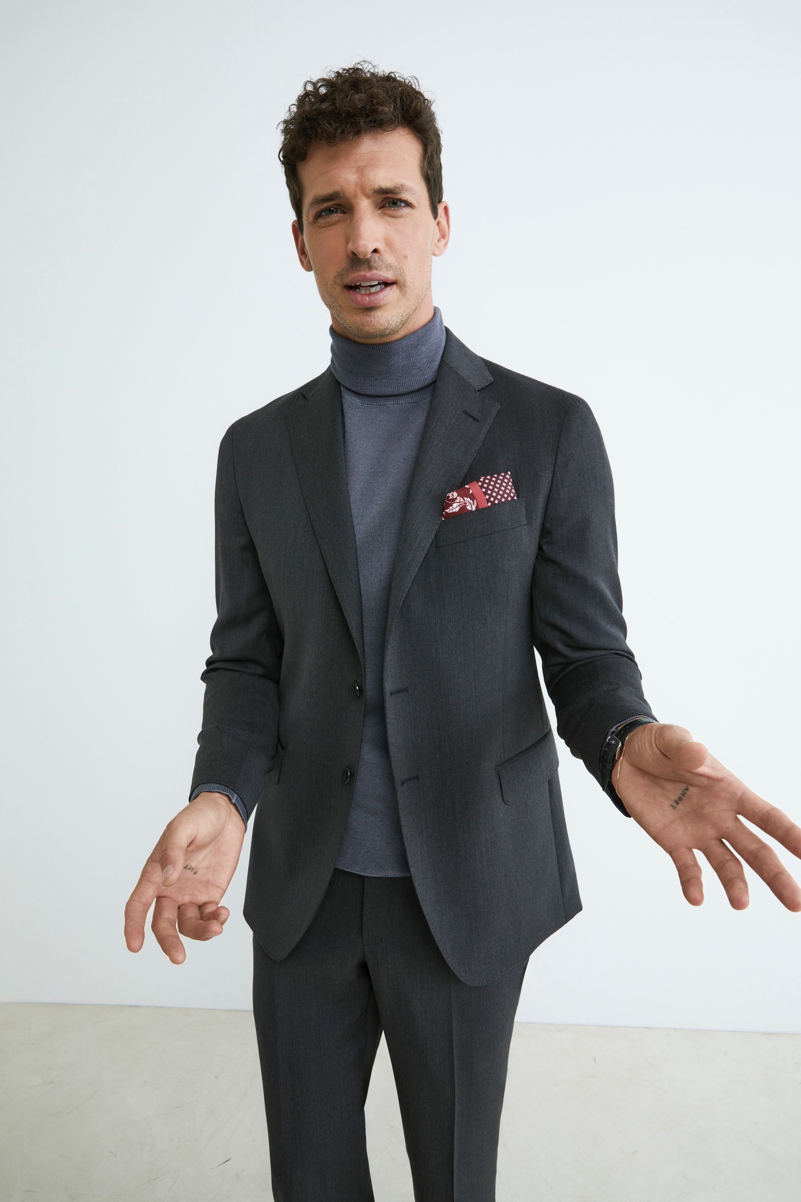 Anthracite wool Suit - Charcoal grey