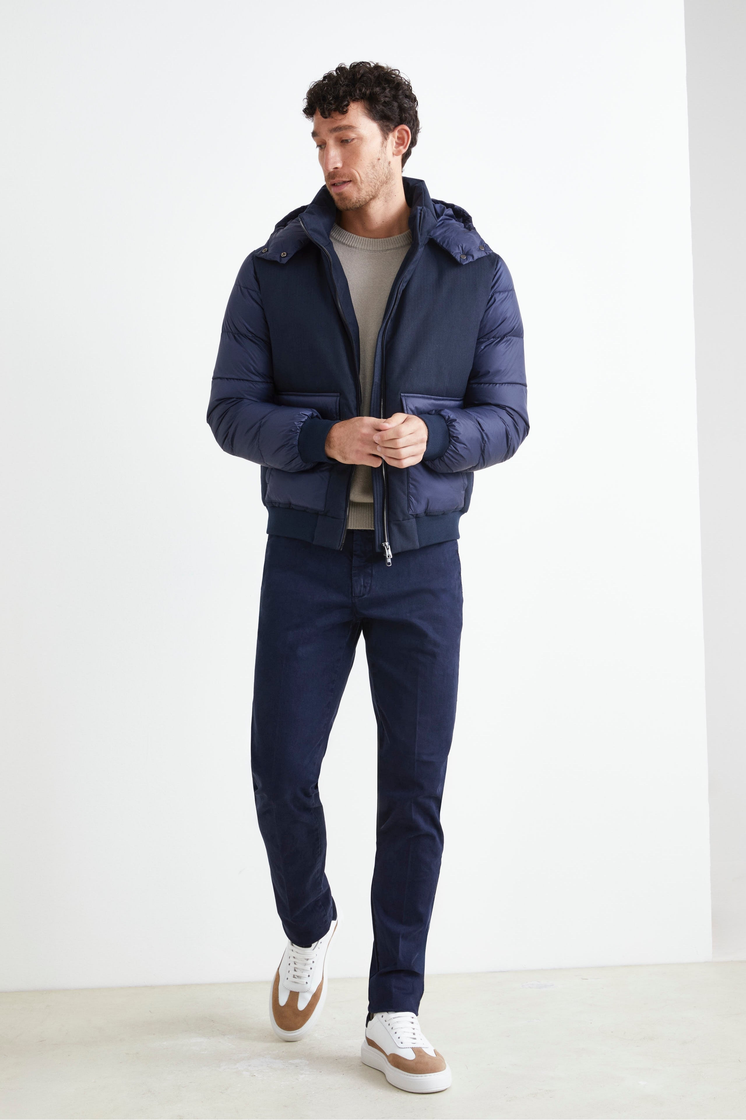 Quilted Jacket with Hood - BLUE