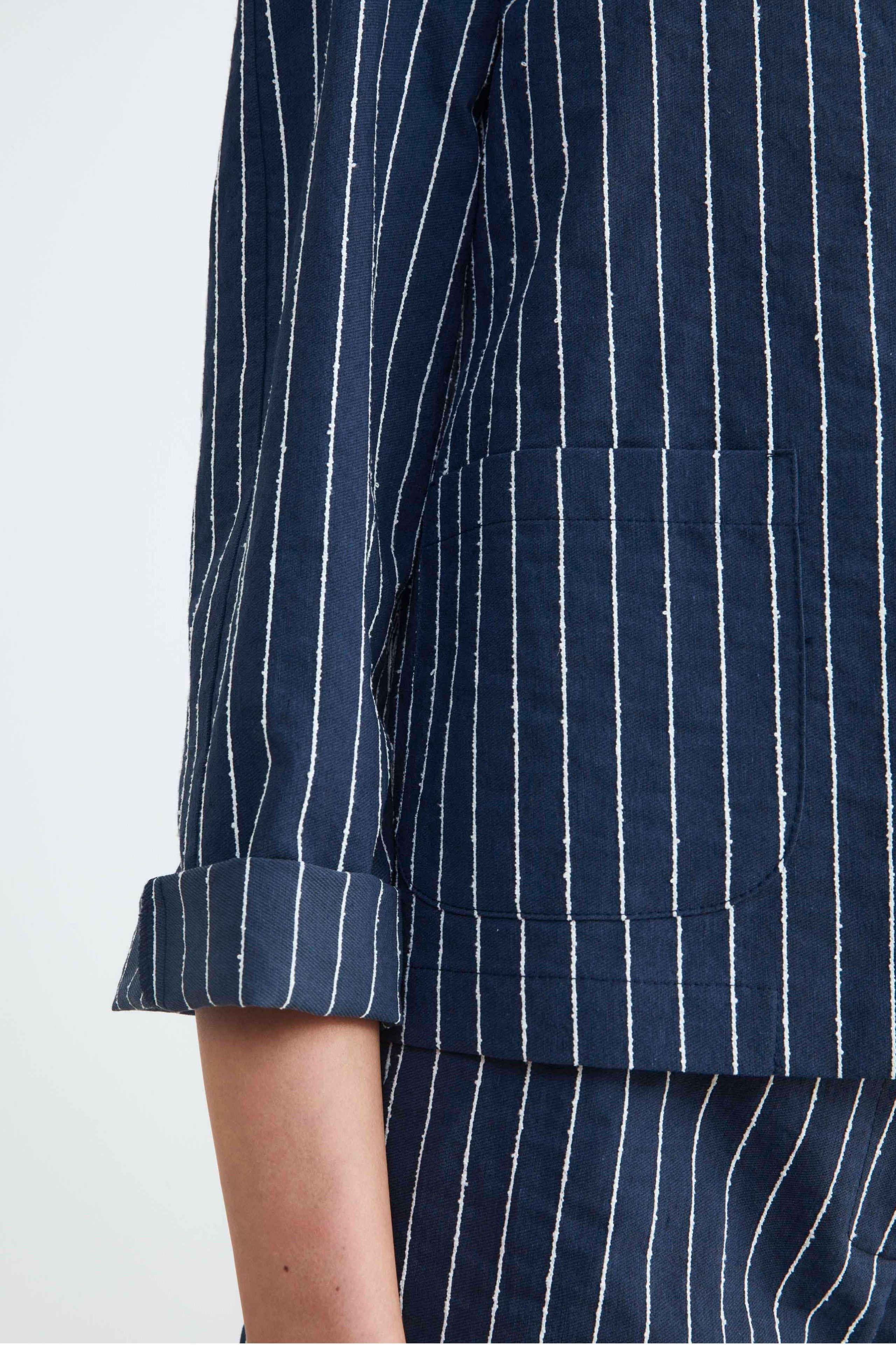 Women’s pinstripe jacket - BLUE/BEIGE STRIPED