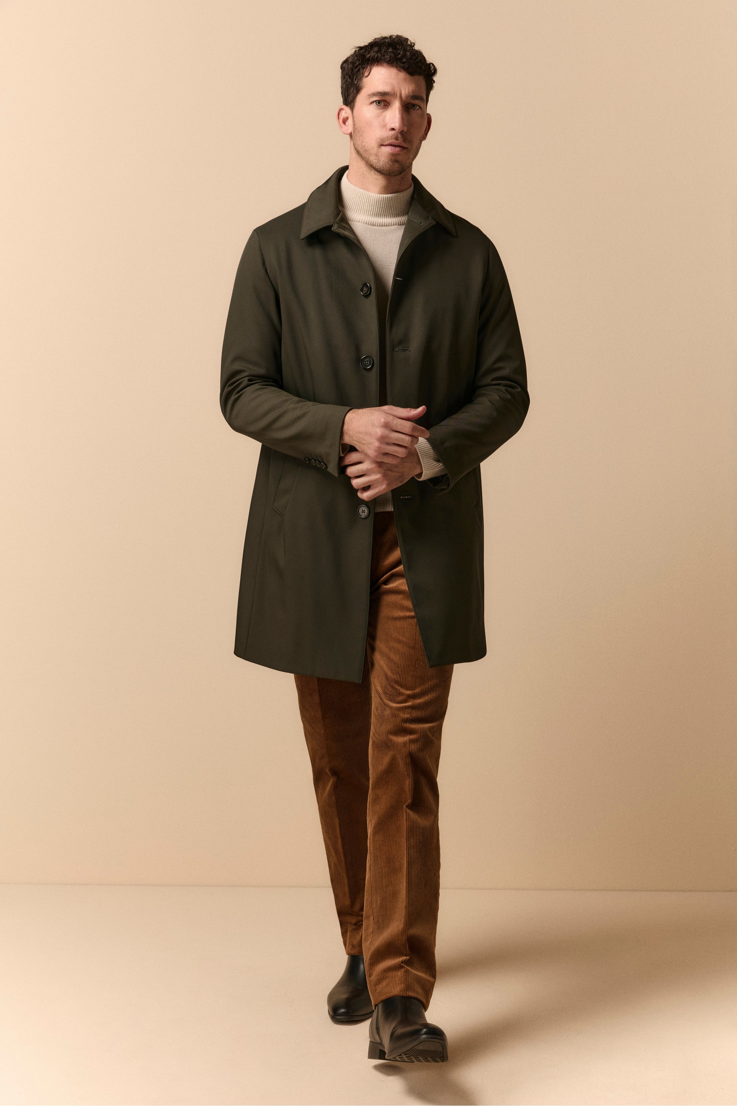 Lined Winter Trench Coat - GREEN