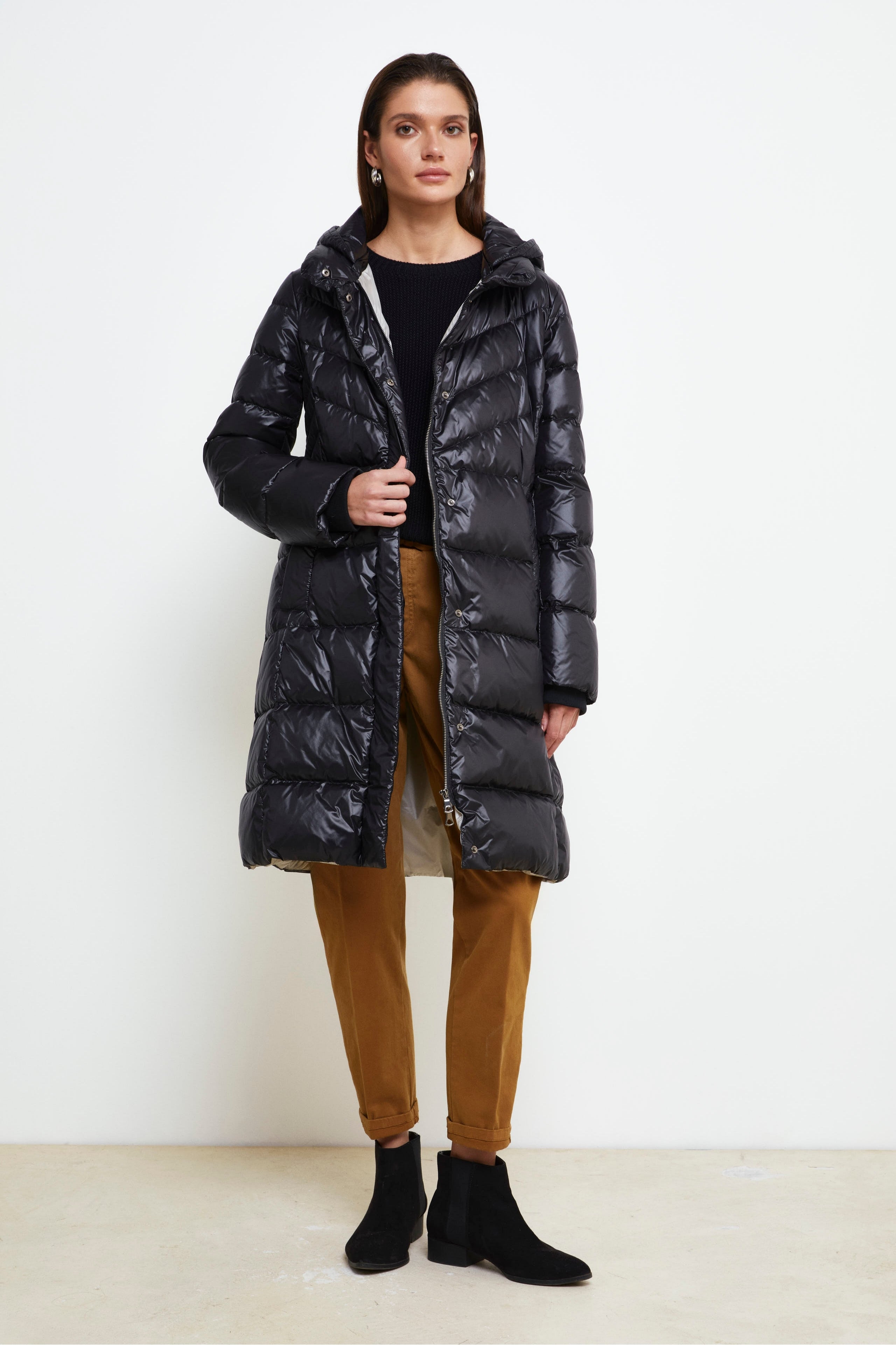 Hooded Down Jacket - BLACK