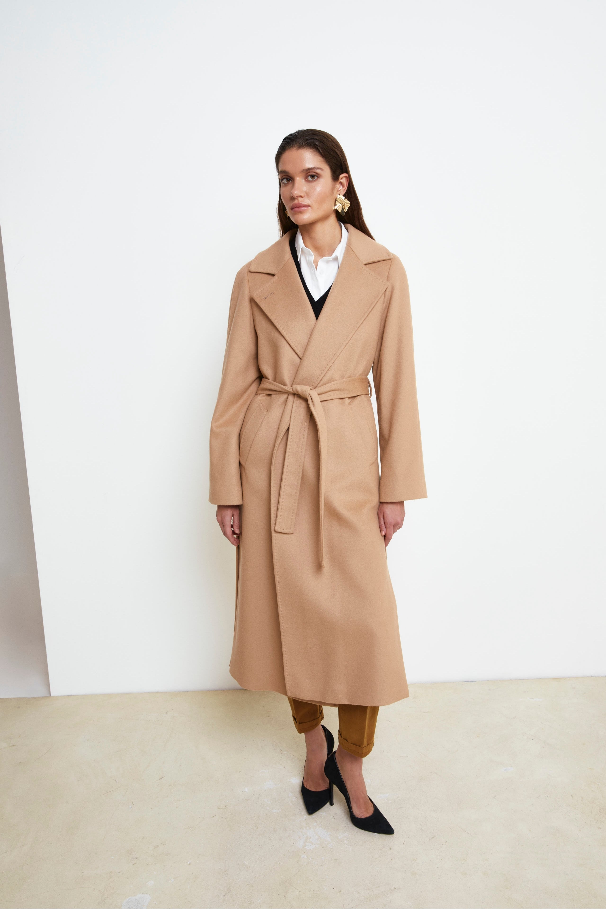 Long coat in wool and cashmere - CAMEL