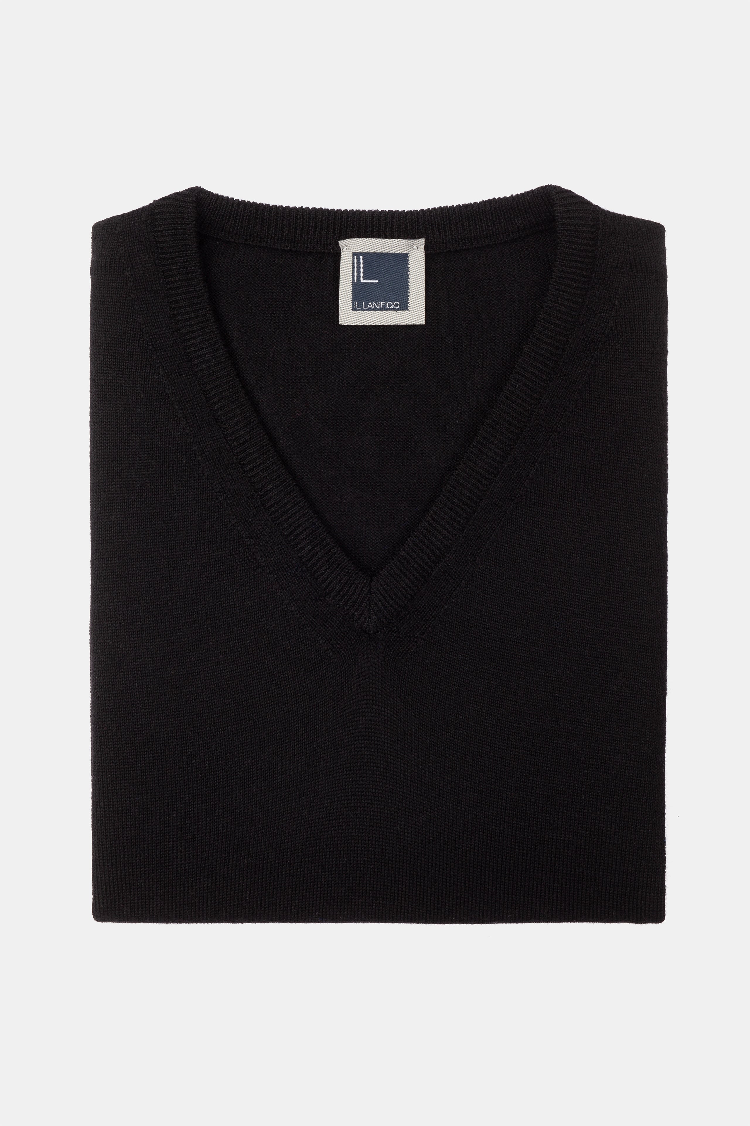 Pull col V en laine - NOIR