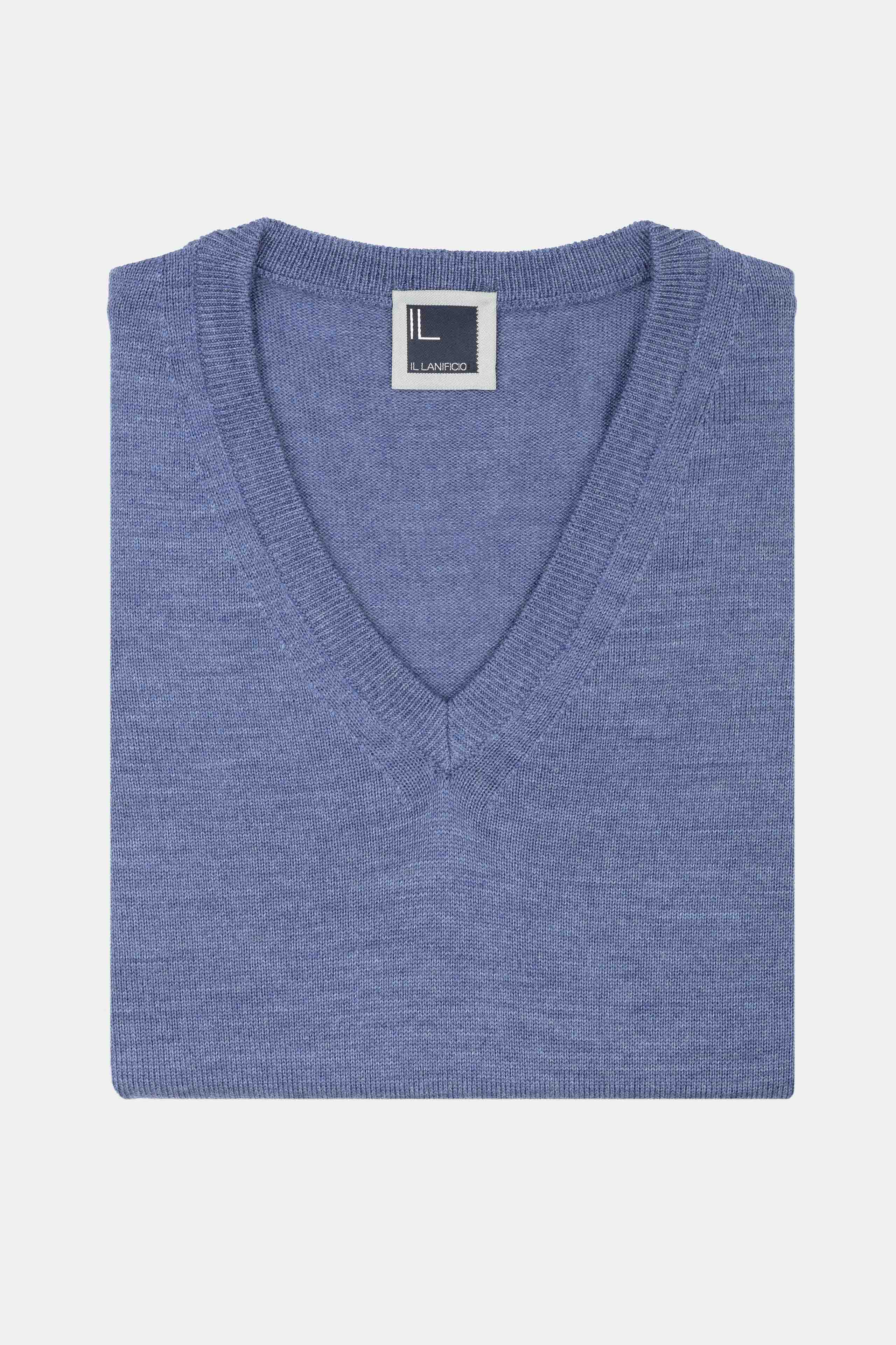 Wool V-neck jumper - DENIM