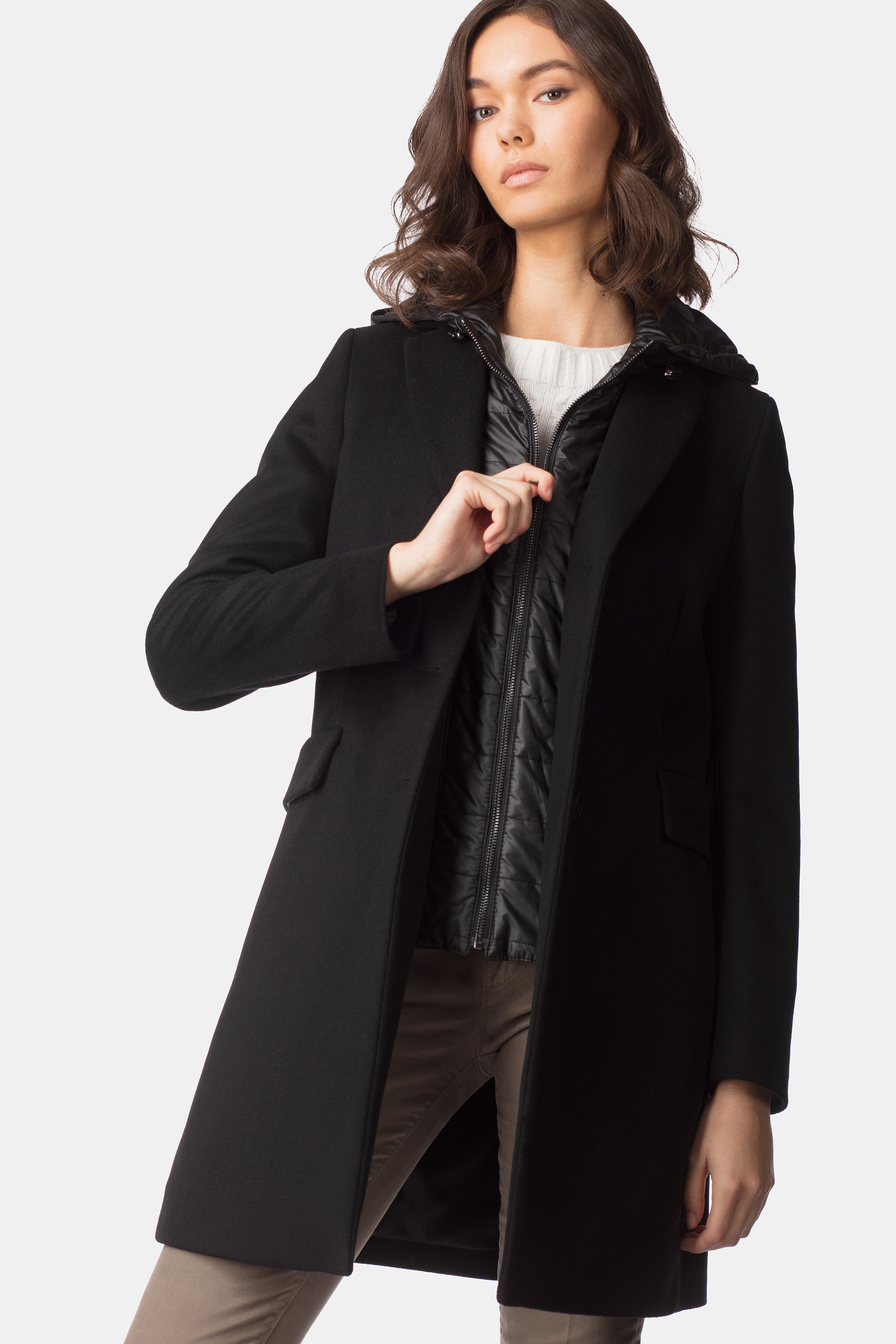 Manteau en laine et cachemire - NOIR