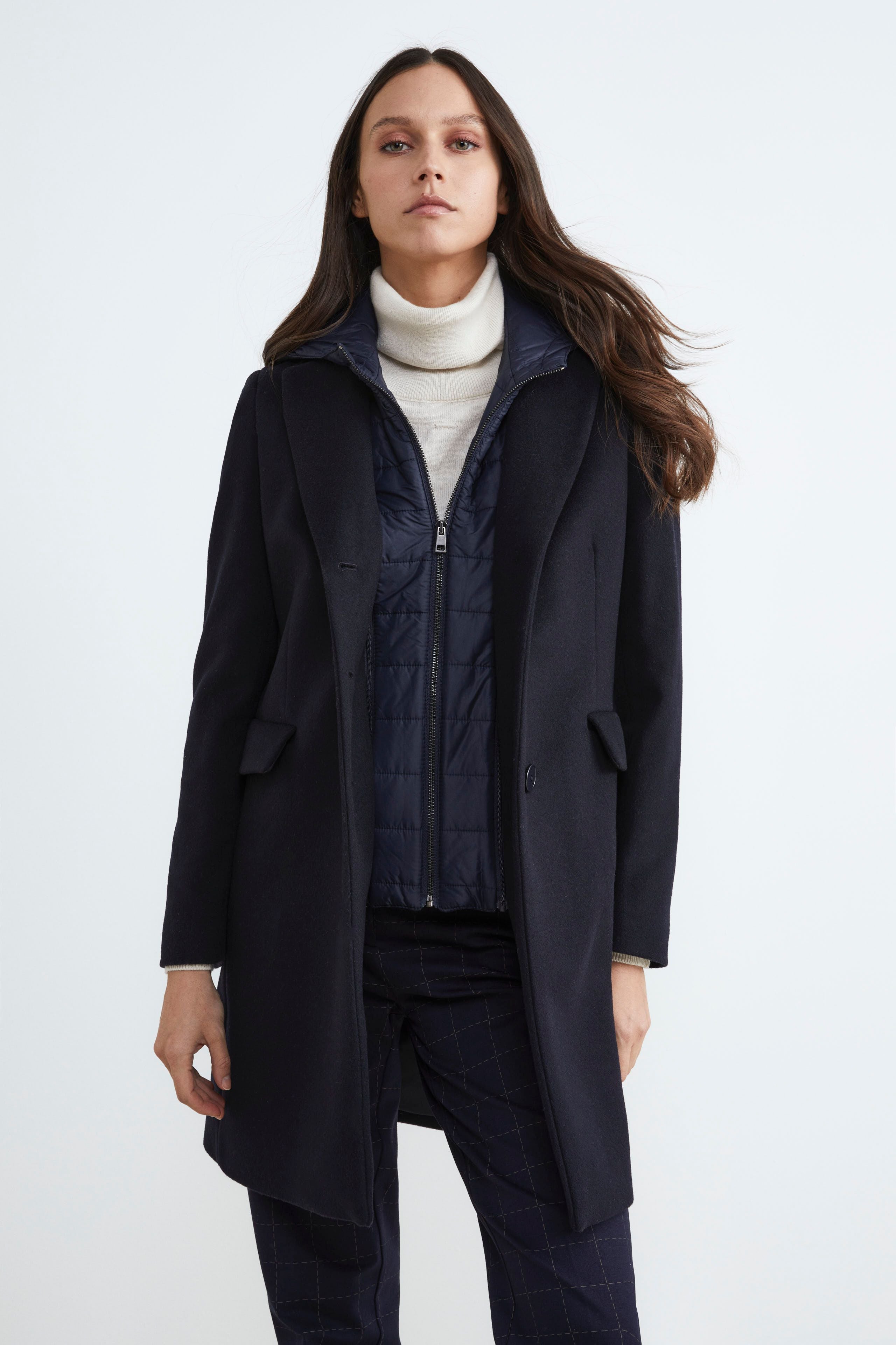 Manteau en laine et cachemire - BLEU