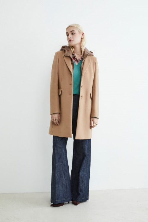 Coat in wool and cashmere - CAMEL