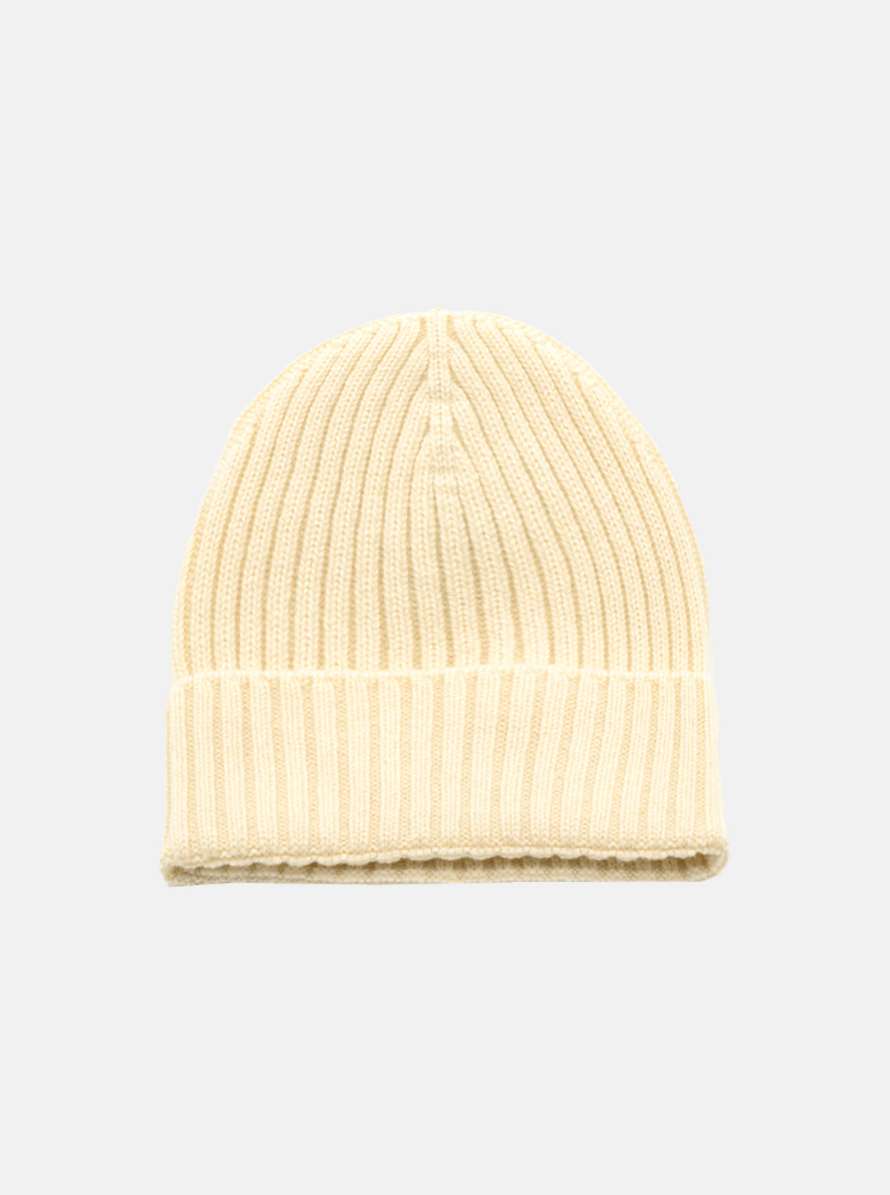 Ribbed cashmere beanie - CREAM