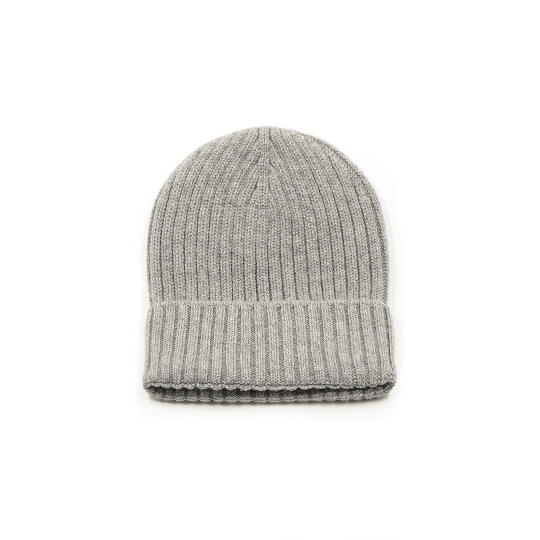 Ribbed cashmere beanie - Medium grey