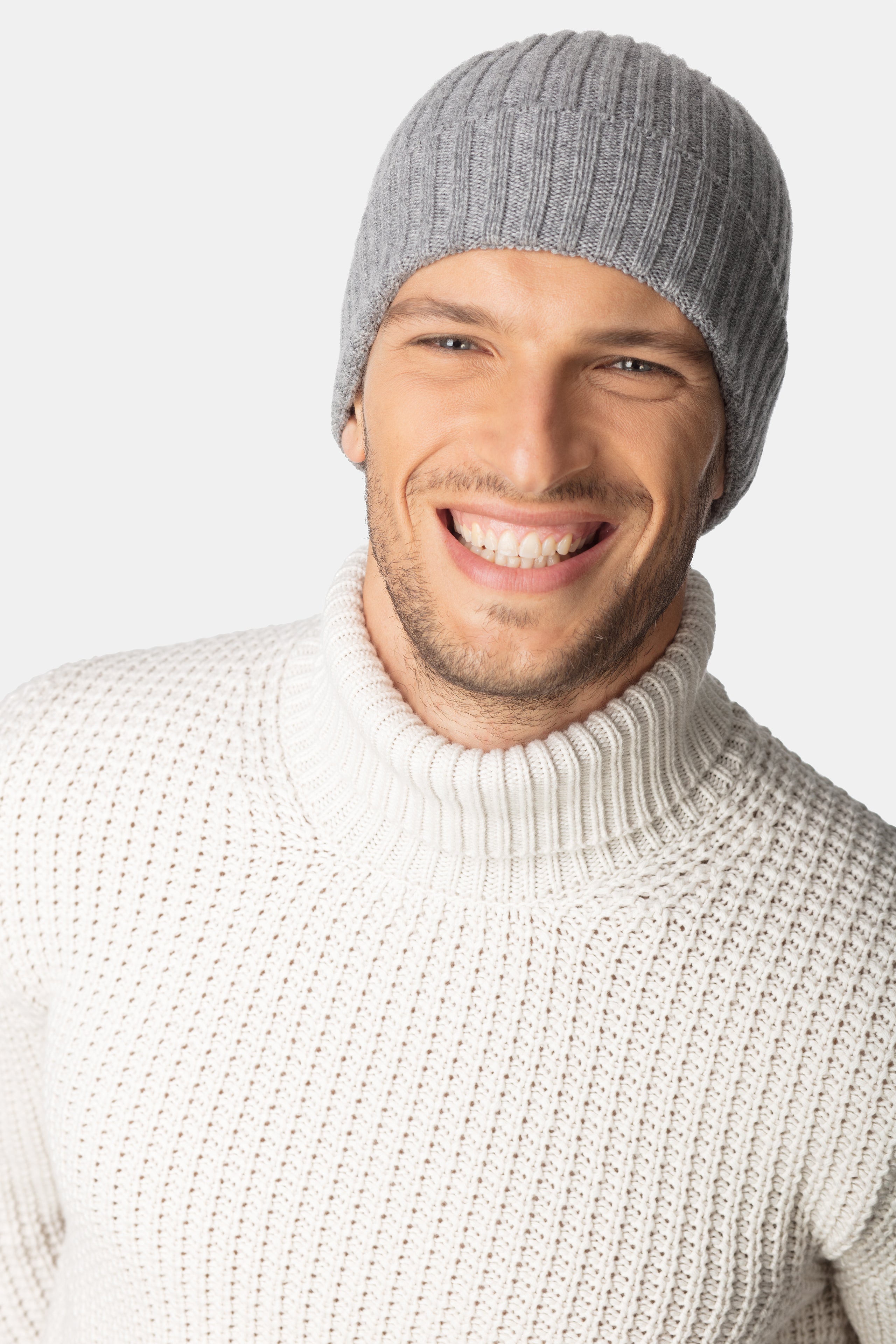 Ribbed cashmere beanie - Medium grey